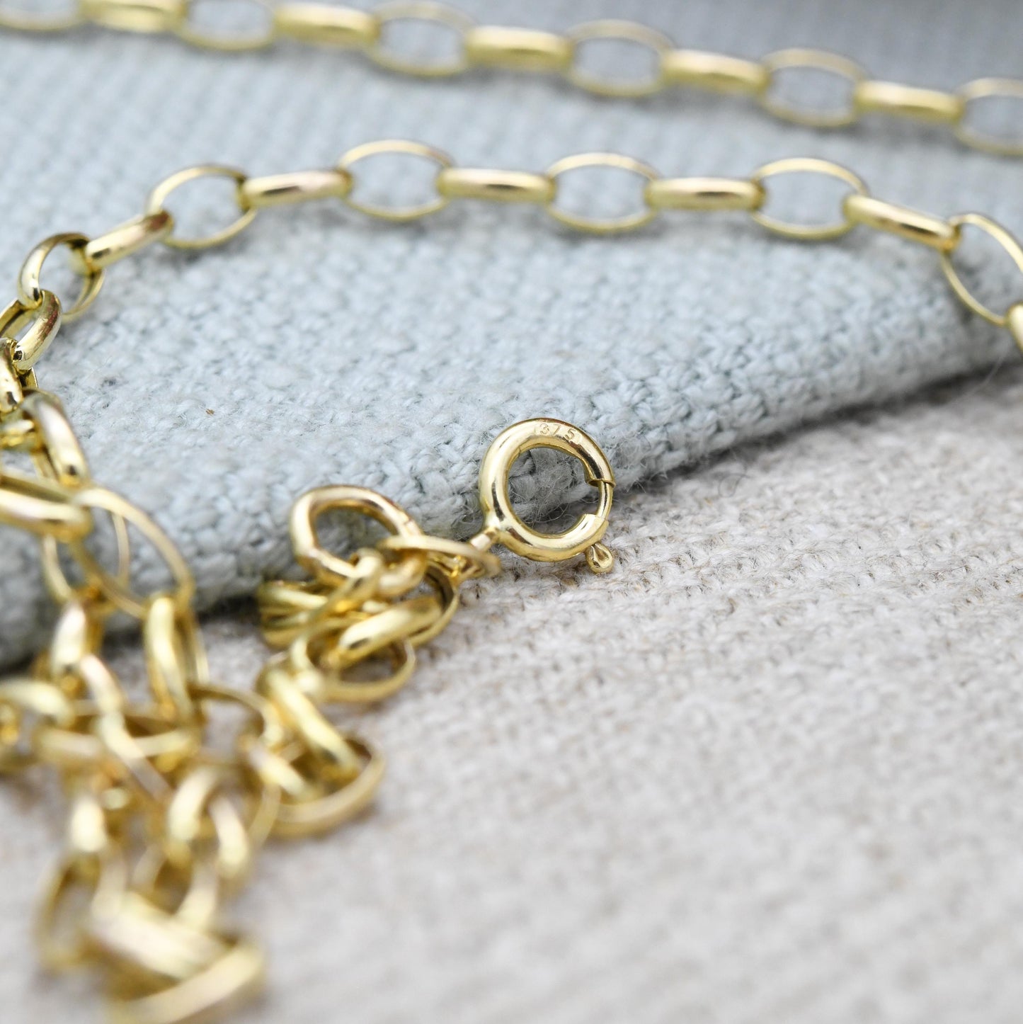 Vintage 9ct Gold Cable Chain Necklace - Long 9K Solid Gold Chain for Necklace Stack | 60cm | 24"