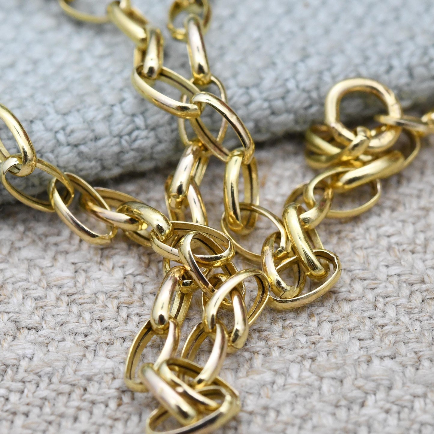 Vintage 9ct Gold Cable Chain Necklace - Long 9K Solid Gold Chain for Necklace Stack | 60cm | 24"