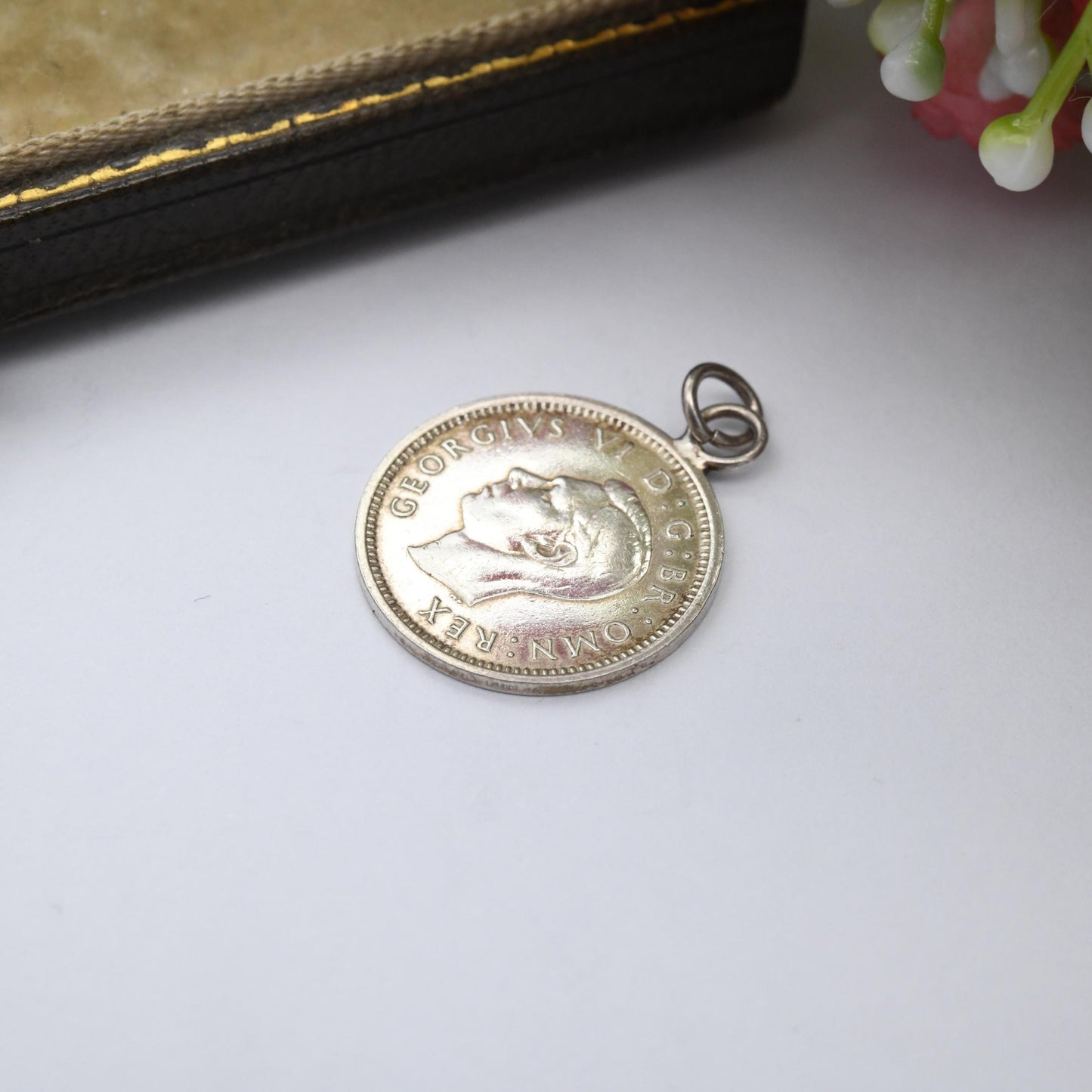 Vintage Silver George VI Threepence 1937 Coin Charm Pendant - Solid Silver Coin Jewellery