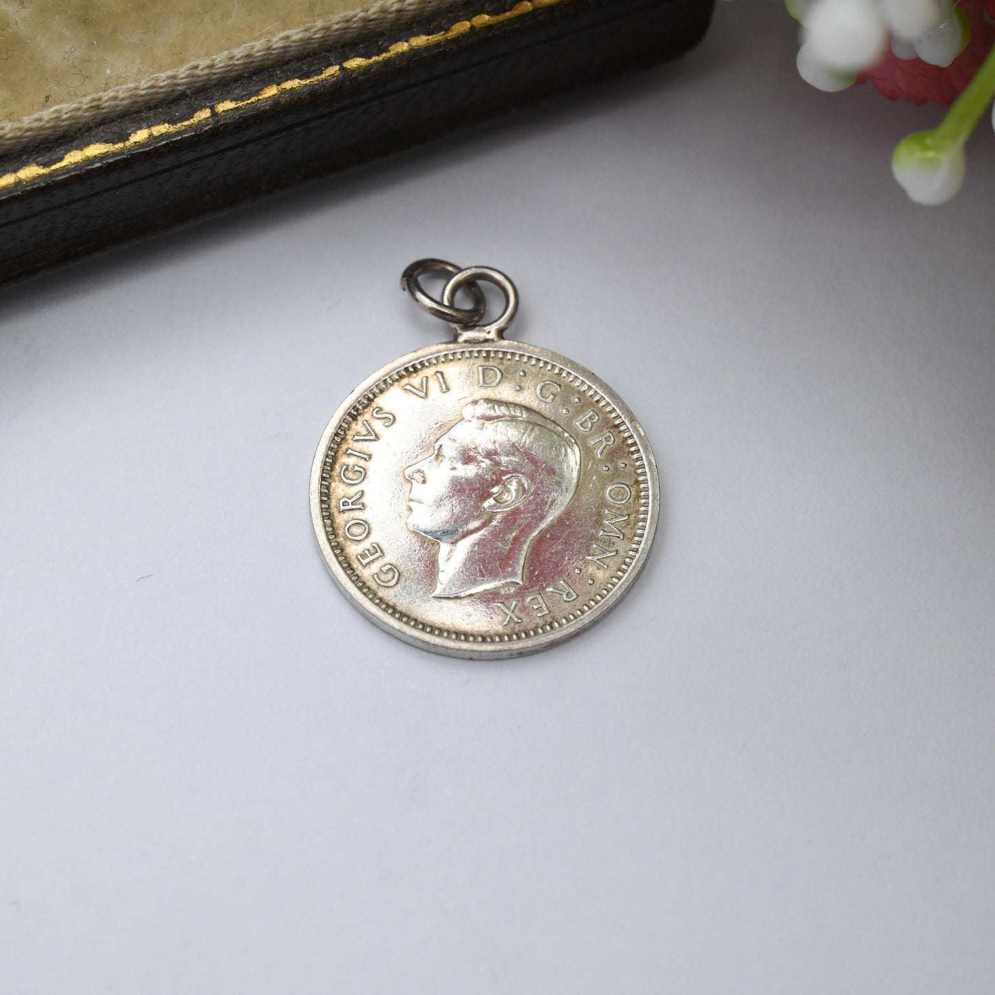 Vintage Silver George VI Threepence 1937 Coin Charm Pendant - Solid Silver Coin Jewellery