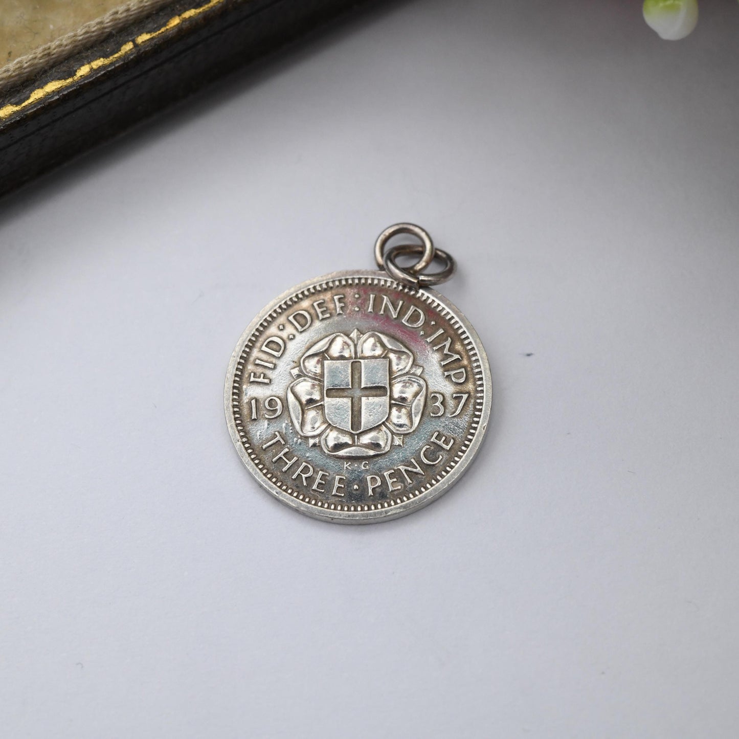 Vintage Silver George VI Threepence 1937 Coin Charm Pendant - Solid Silver Coin Jewellery