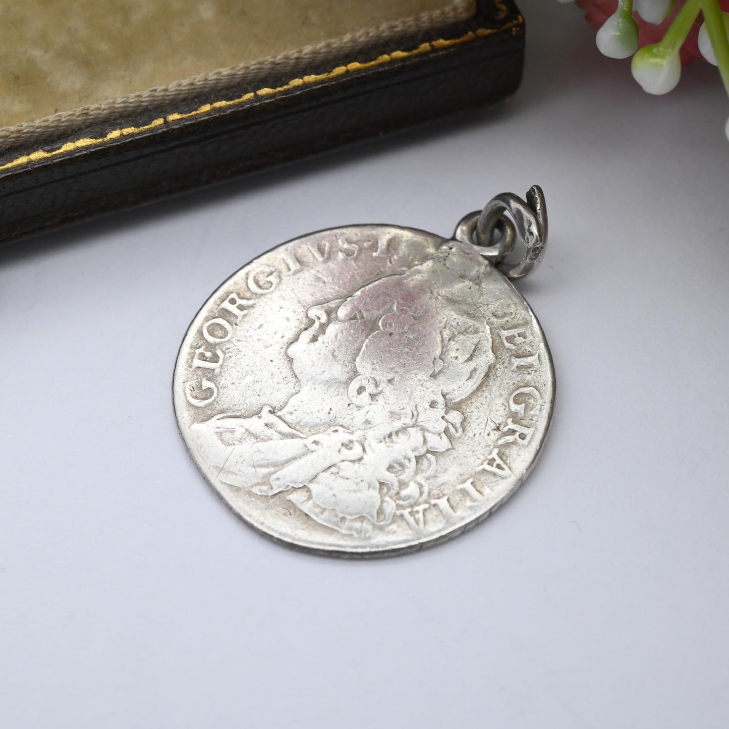 Antique George II Shilling Coin Pendant 1758 Sterling Silver - Genuine Georgian Old British Silver Coin Jewellery | House of Hanover