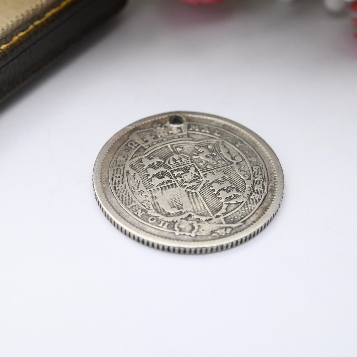Antique George III Shilling Coin Pendant 1820 Sterling Silver Coin Jewellery - Pierced Holed Genuine Georgian Coin