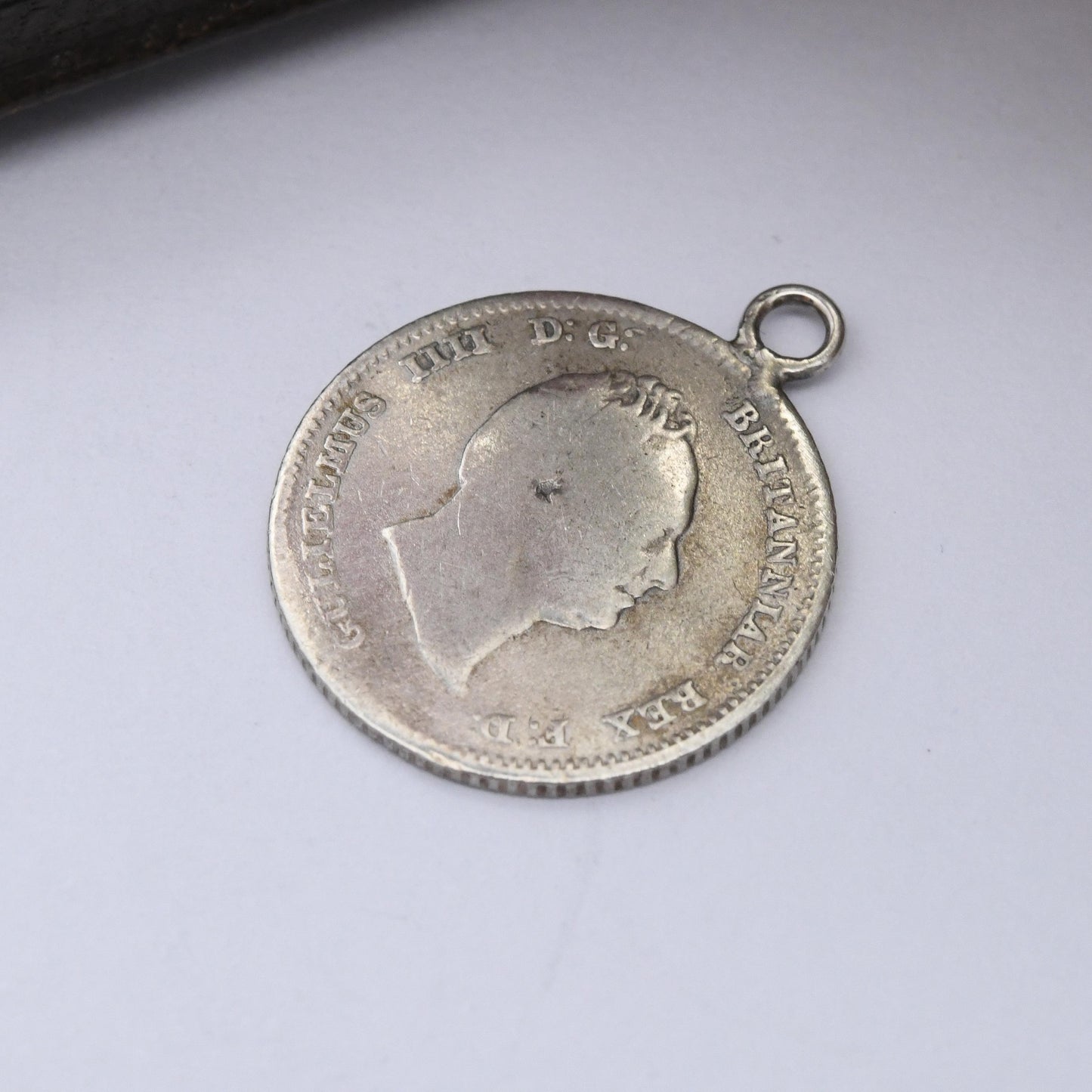 Antique William IV Silver Four Pence 1836 Coin Charm Pendant - Genuine Old Solid Silver Coin Jewellery British Groat Joey | Seated Britannia