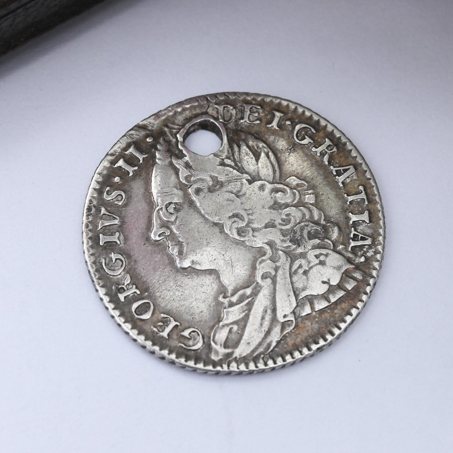 Antique 1757 George II Six Pence Coin Pendant Sterling Silver Coin Jewellery - Genuine Georgian Silver Money Old British 6p Holed Pierced