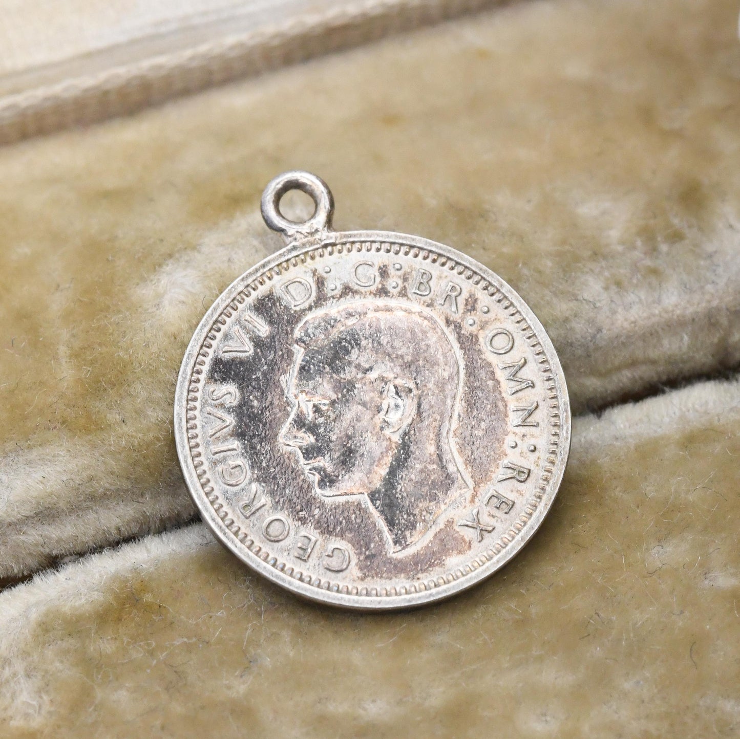 Vintage Silver George VI Threepence 1937 Coin Charm Pendant - Solid Silver Coin Jewellery