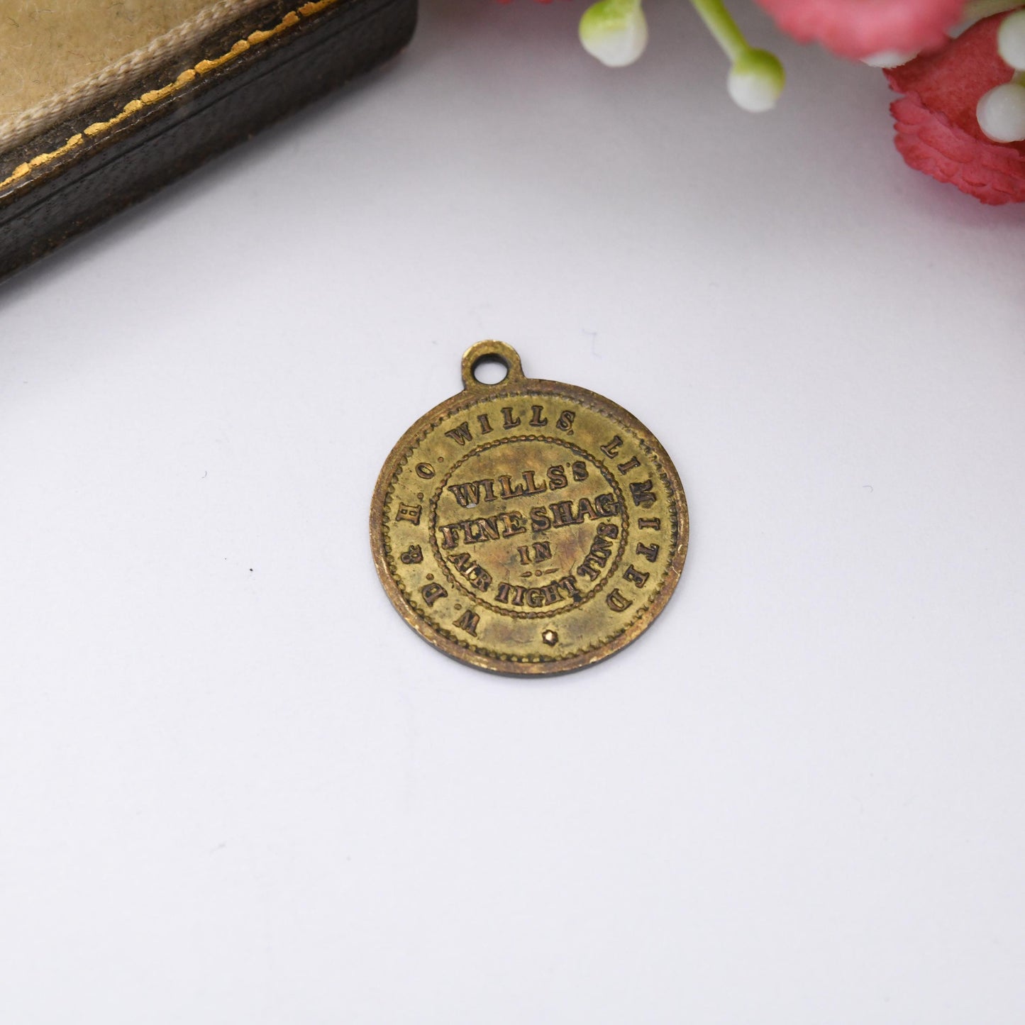 Antique Lord Kitchener of Khartoum Charm Pendant Advertising Medal Wills Fine Shag Tobacco Miniature Token c. 1914 WWI Military Collectable