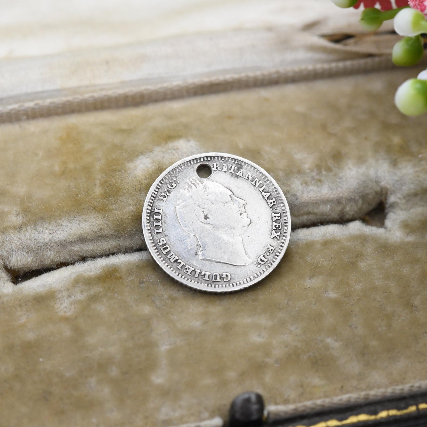 1836 William IIII Fourpence Silver Coin Pendant Antique - Old British Groat Joey Silver Coin Jewellery | Seated Britannia