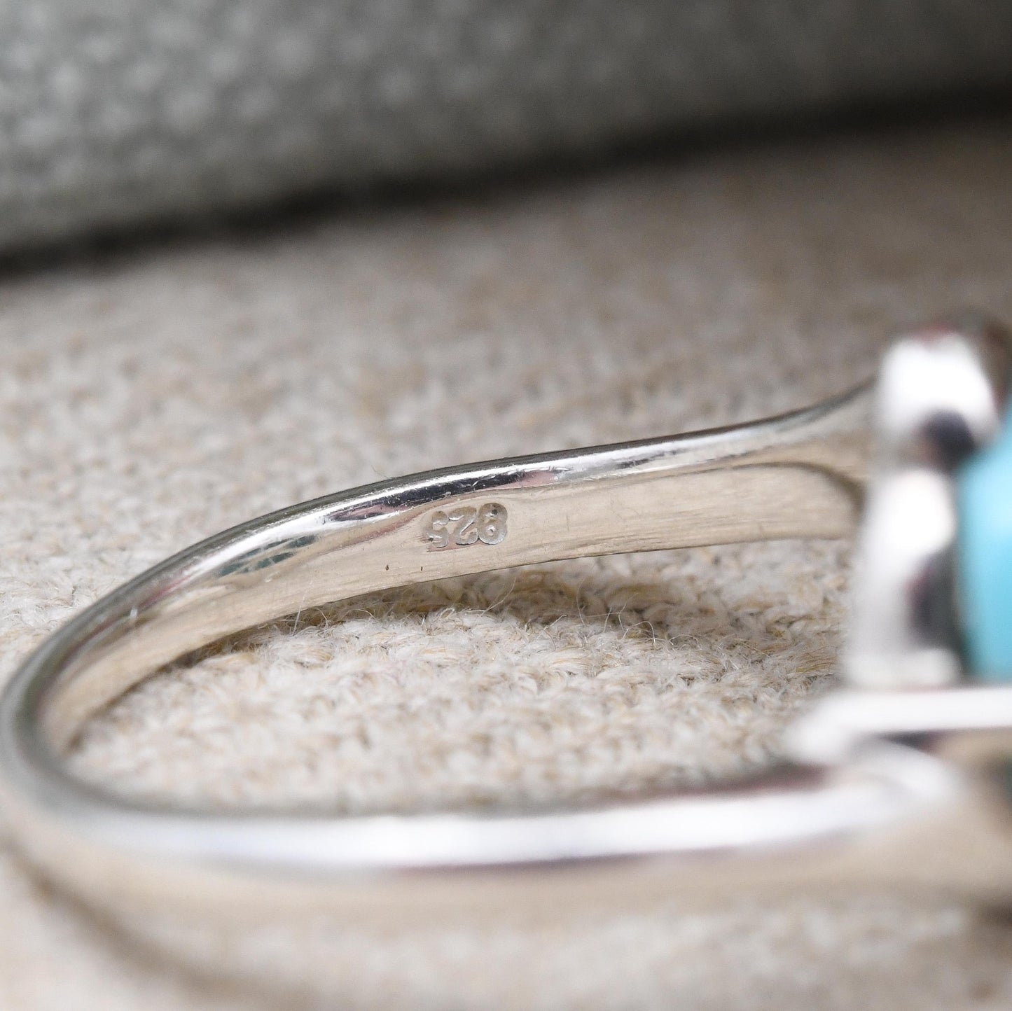 Sterling Silver Turquoise Ring Baby Blue Cabochon Stone - Bypass Style Bezel | Everyday Silver Jewellery | UK Size - O | US Size - 7 1/4