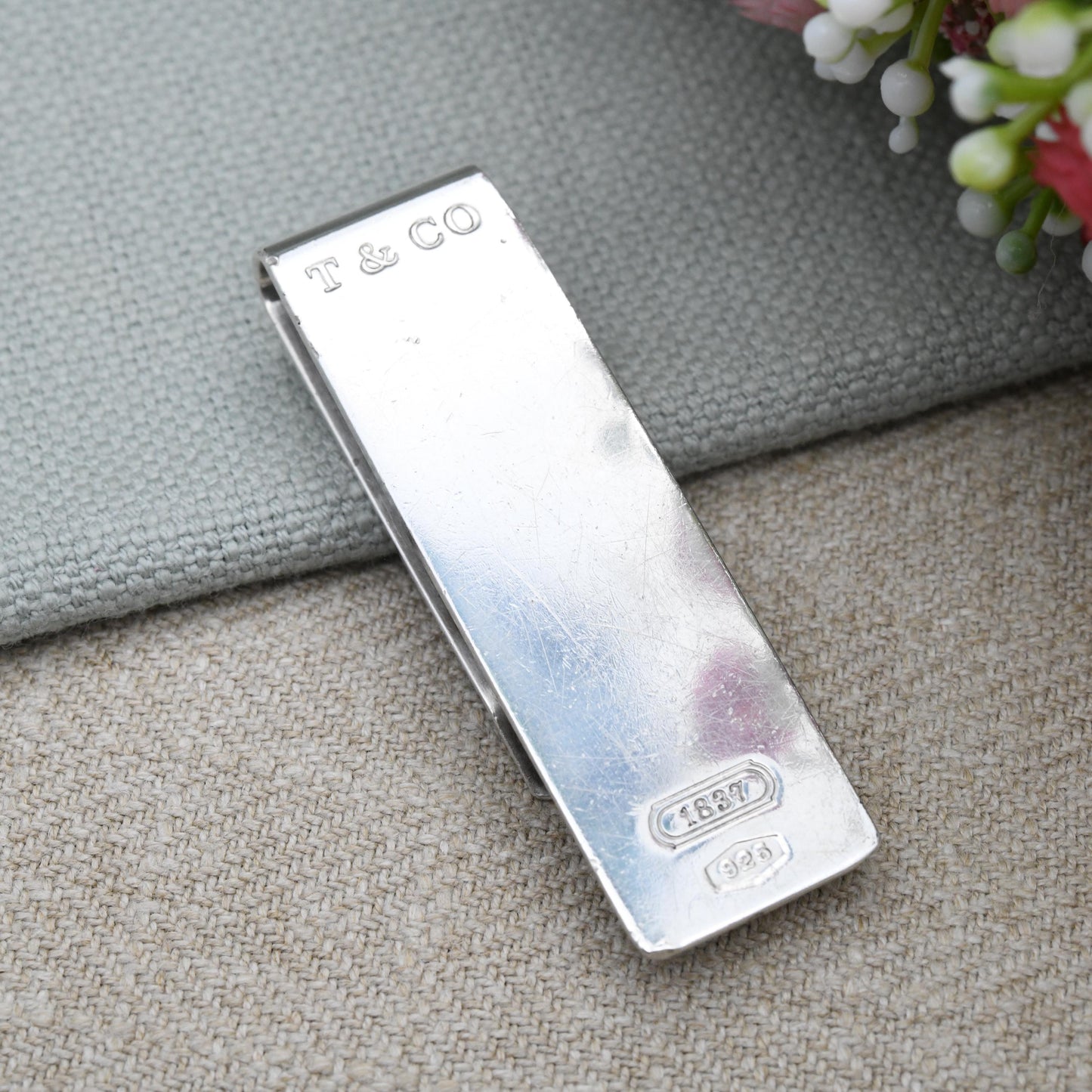 Tiffany 1837 Sterling Silver Money Clip T & Co - Wallet Accessory for Bank Notes | Minimal Everyday Solid Silver Gift for Him | Authentic