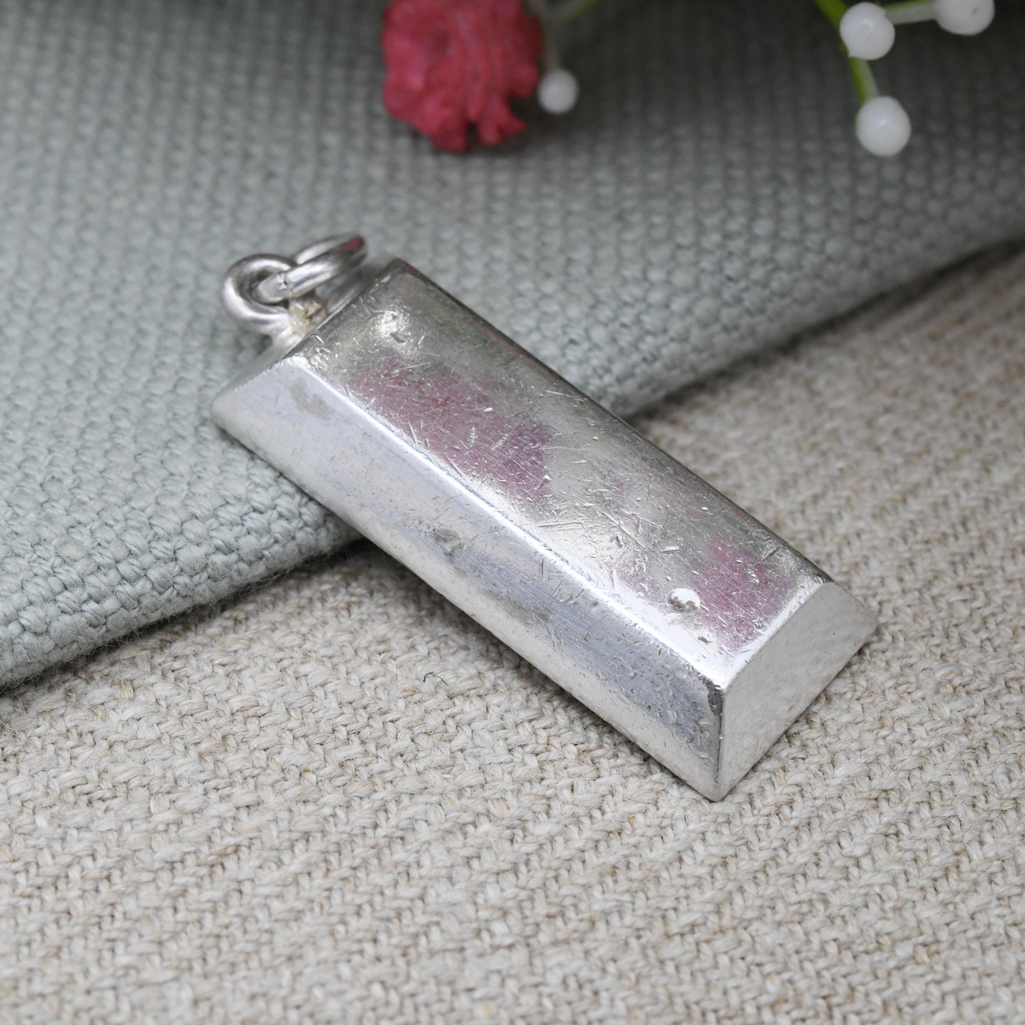 Vintage 999 Fine Silver Ingot Pendant Plata Fina 23 Grams - Solid Silver Mid-Century Necklace Charm | Silver Bullion