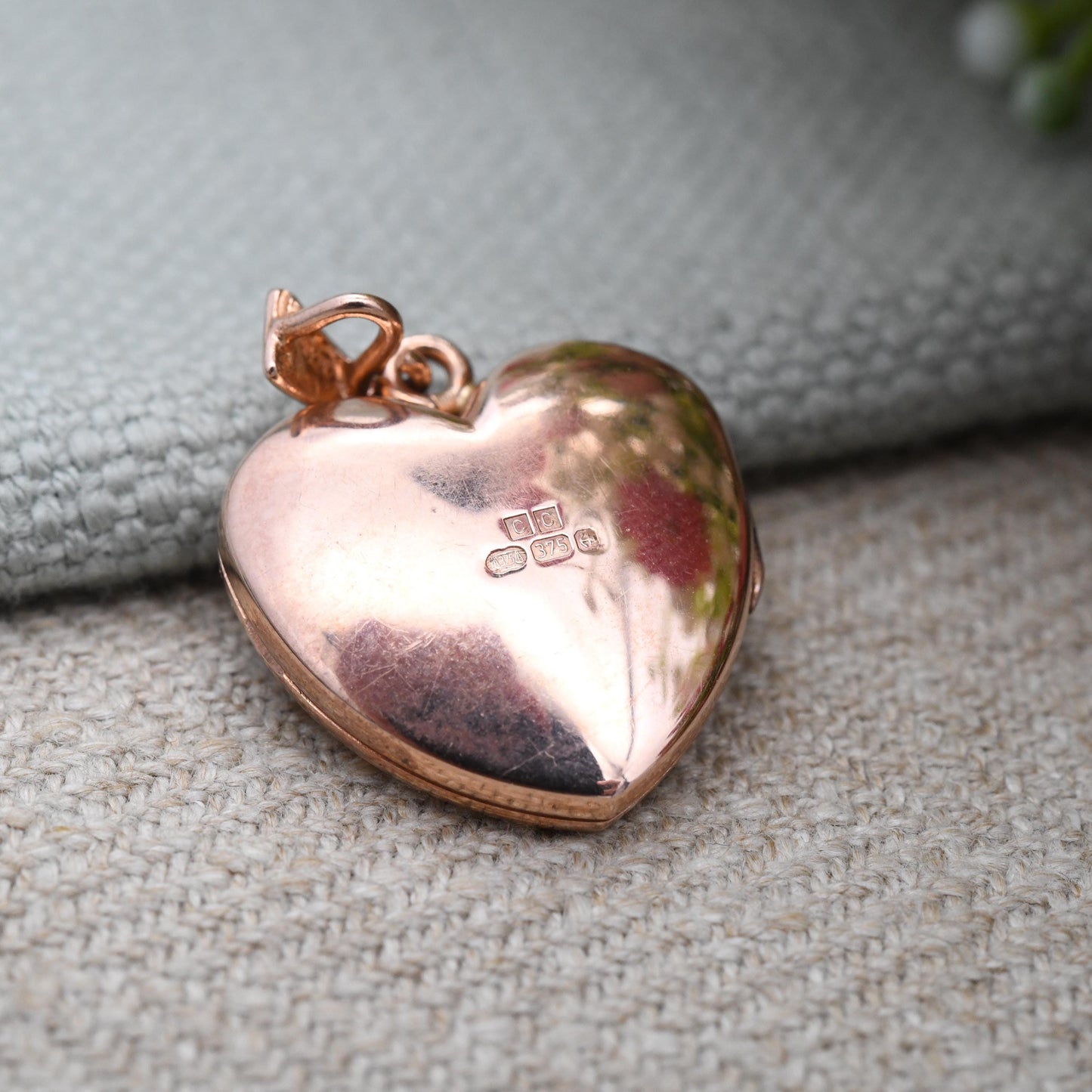 Vintage 9ct Rose Gold Heart Locket Pendant c. 2000s - Love Heart Shape Locket Charm Pendant | Sentimental Jewellery Gift for Her Two Photos