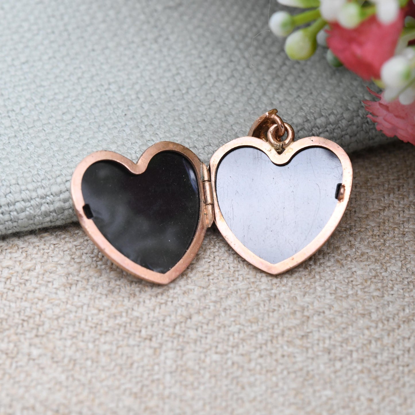 Vintage 9ct Rose Gold Heart Locket Pendant c. 2000s - Love Heart Shape Locket Charm Pendant | Sentimental Jewellery Gift for Her Two Photos