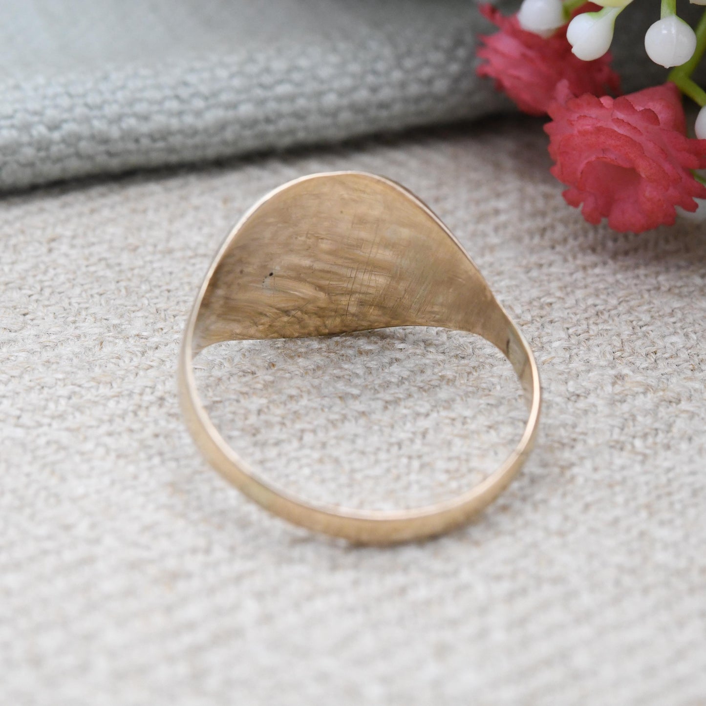 Vintage 9ct Gold Signet Ring 1963 Engraved Initials - Dublin Hallmarks | Large Size Jewellery Gift for Him | UK Size - T | US Size - 9 1/2