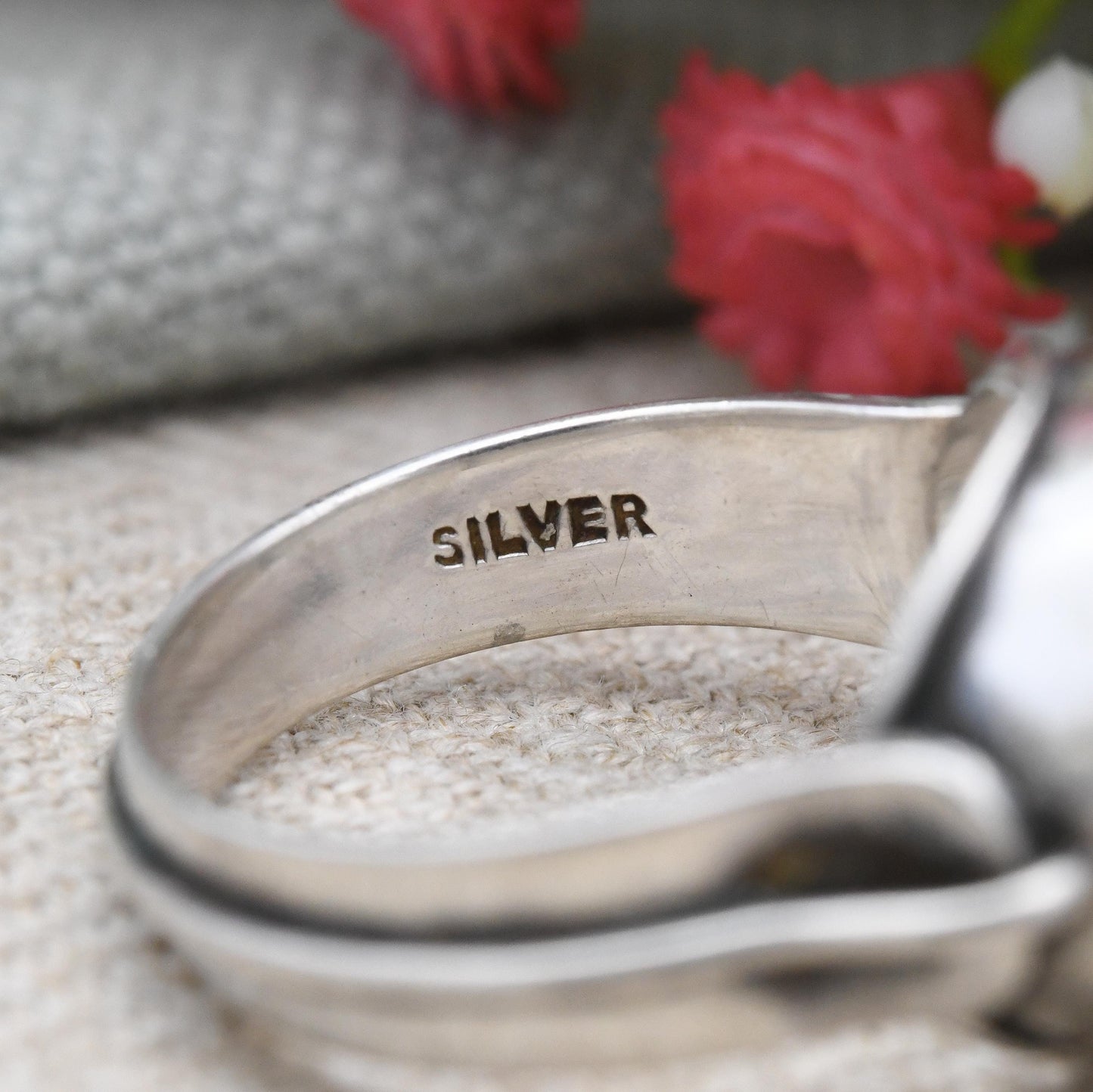 Vintage Silver Monogram Signet Ring - Chunky Engraved Initial Ring JB | Sentimental Silver Jewellery | UK Size - S 1/2 | US Size - 9 1/4
