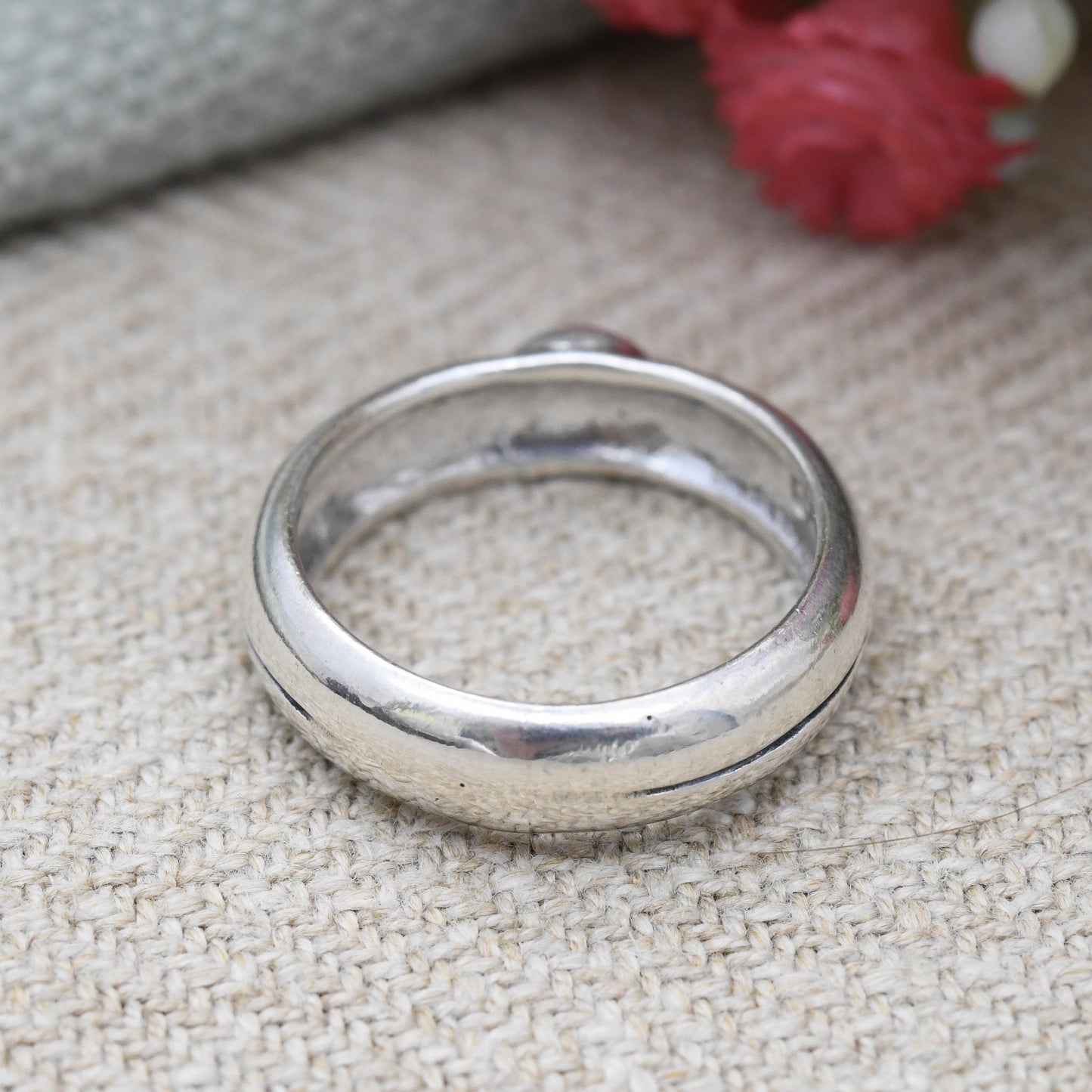 Vintage Sterling Silver Celtic Flower Band Ring by Kit Heath - Glasgow Rose Everyday Unisex Jewellery | UK Size - K 1/2 | US Size - 5 1/2