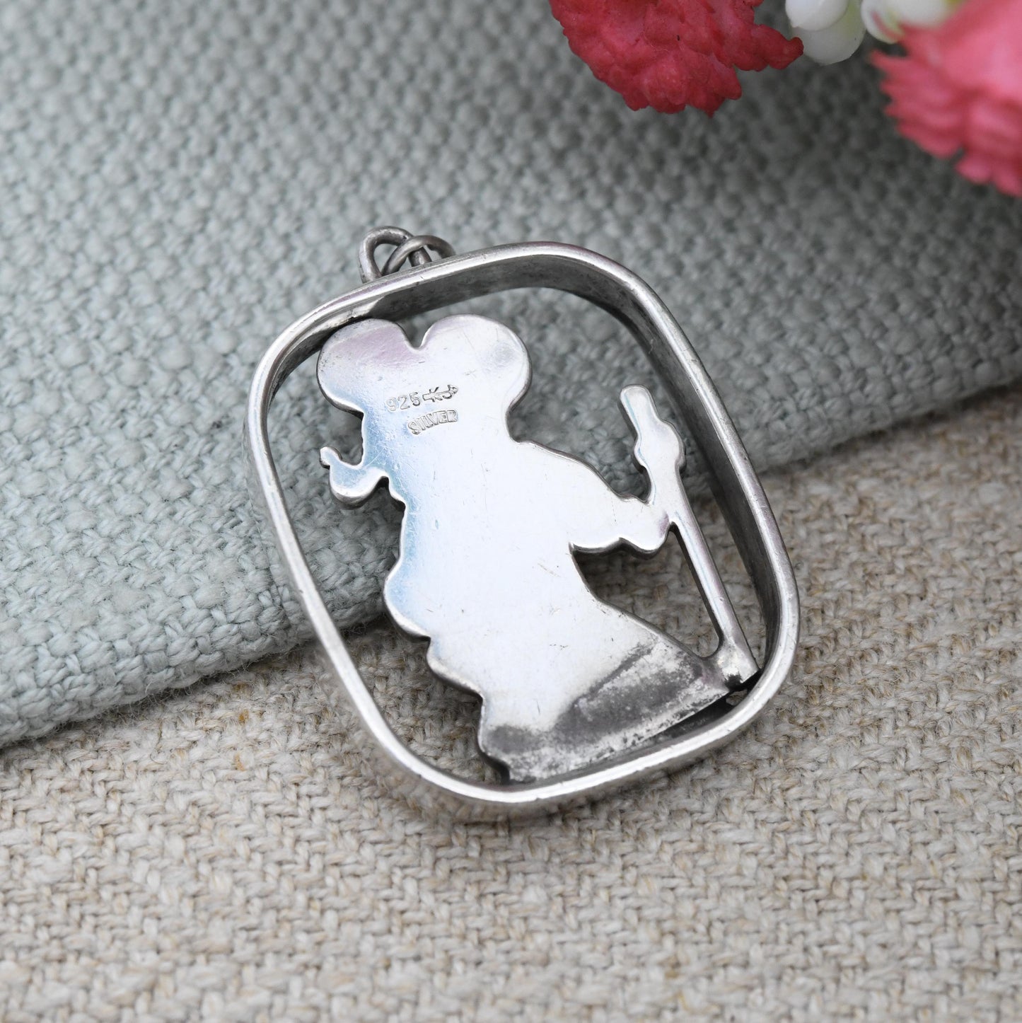 Vintage Sterling Silver St. Christopher Pendant by Kollmar and Jourdan KJ - Chunky Mid-Century Solid Silver Pendant | Gift for Travel Lover