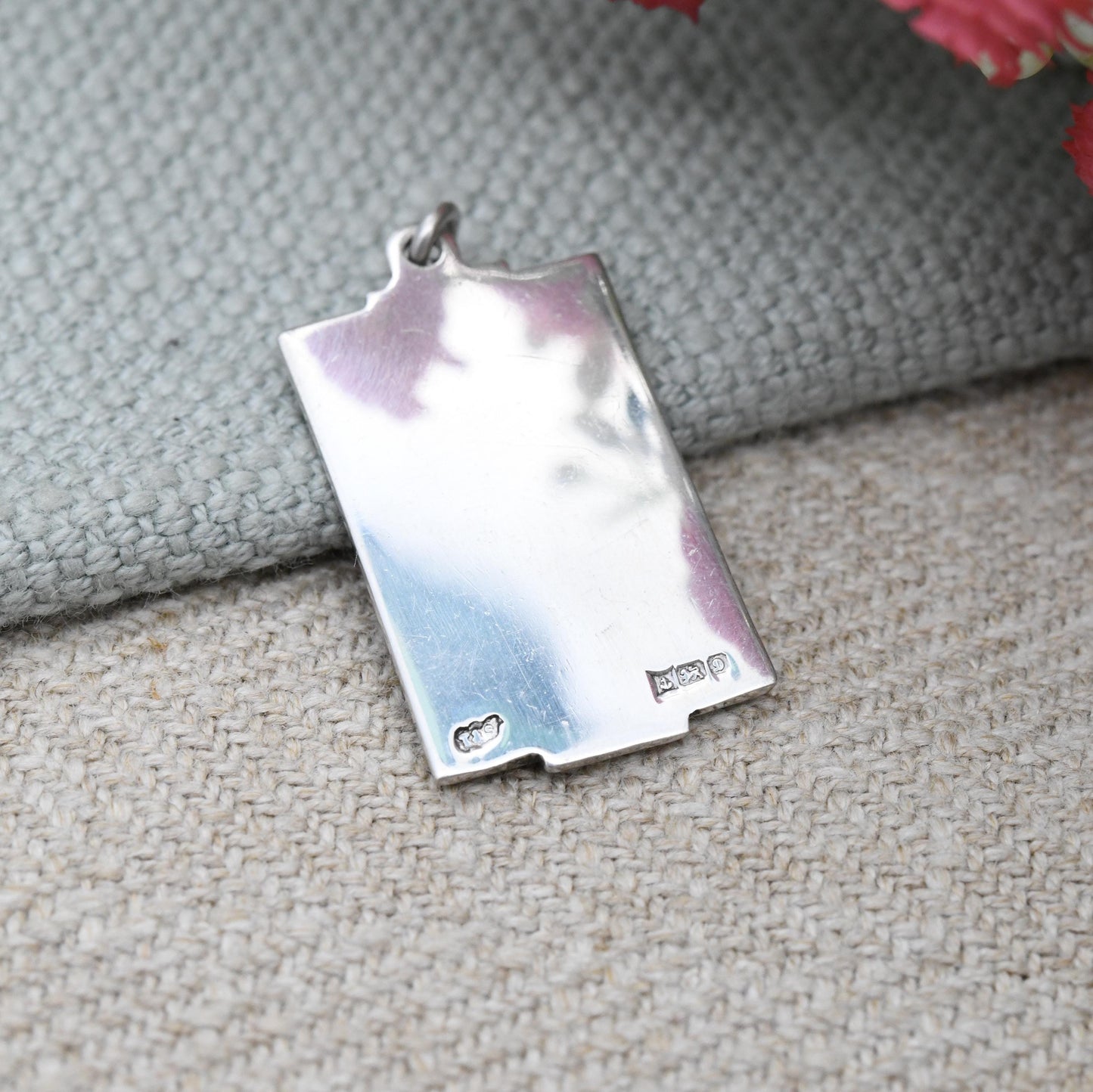 Vintage Sterling Silver St. Christopher Charm Pendant 1978 - Rectangle Shaped Scroll Design | Saint Gift for Travel Lover Wanderlust