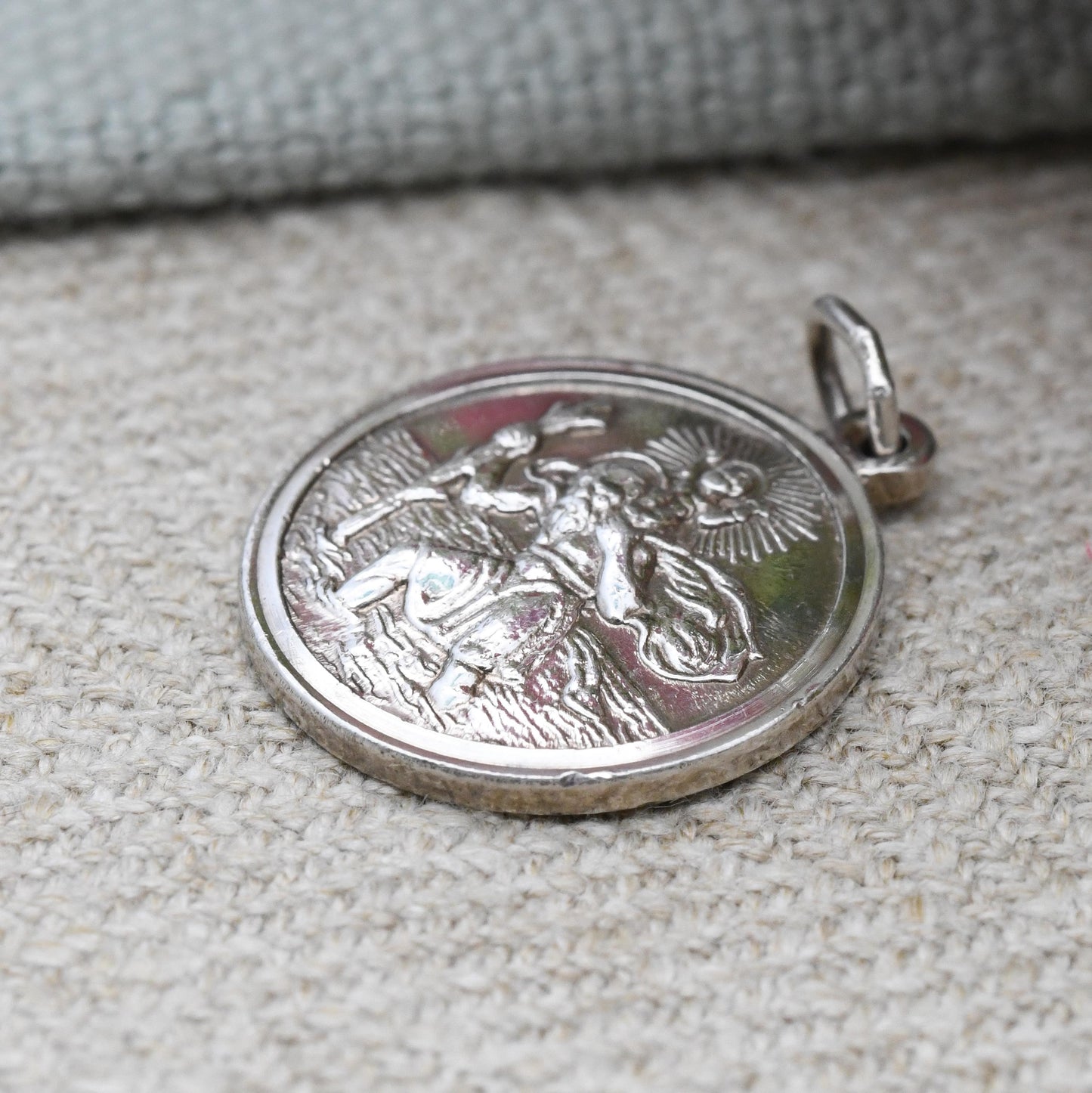 Vintage Sterling Silver St. Christopher Pendant with Plane Ship Car - Patron Saint of Travellers | Gift for Adventurer | Protect Us