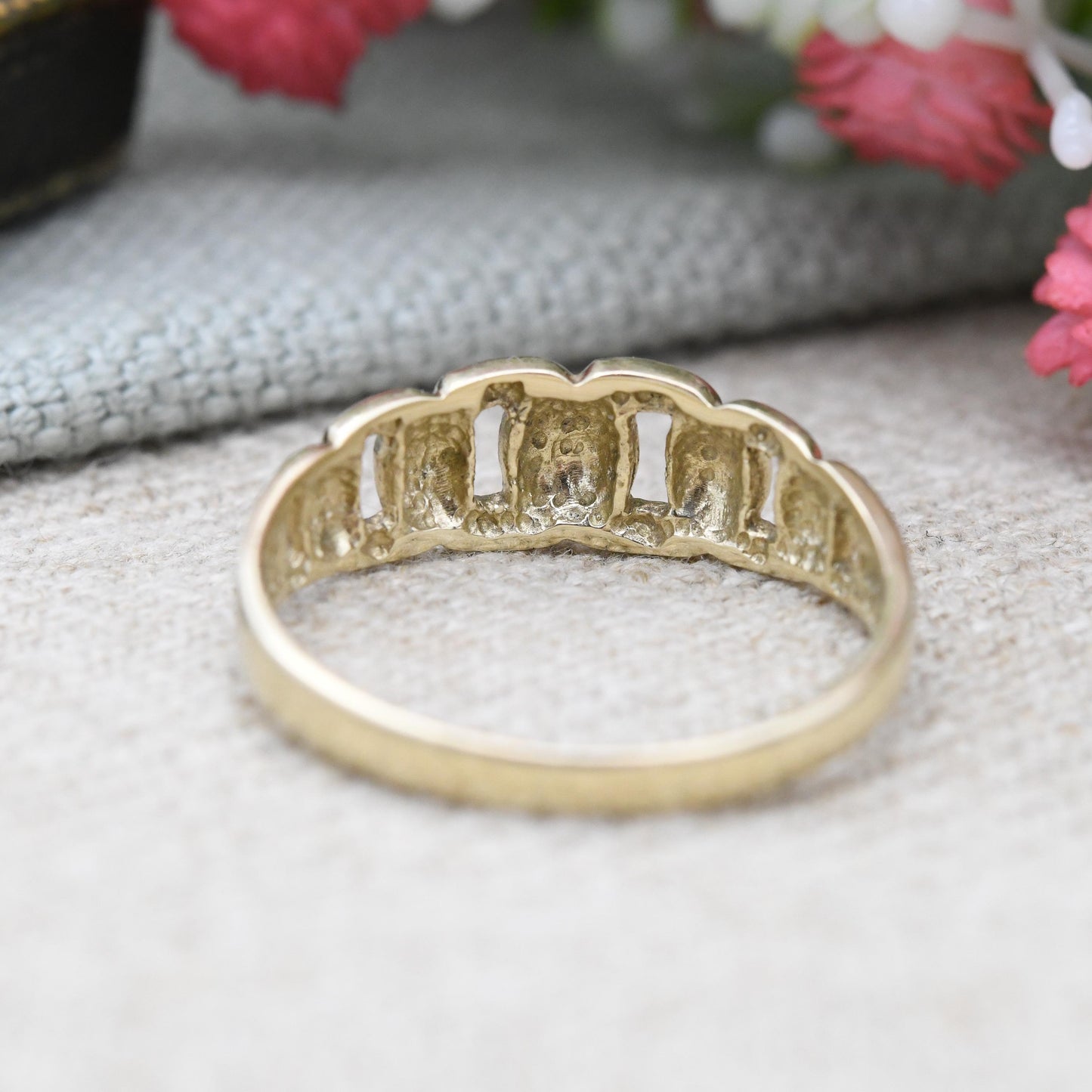 Vintage 9ct Gold Chain Link Band Ring 2002 - Open Knotted Band Box Chain Style | Unisex Band Ring QVC | UK Size - T | US Size - 9 1/2