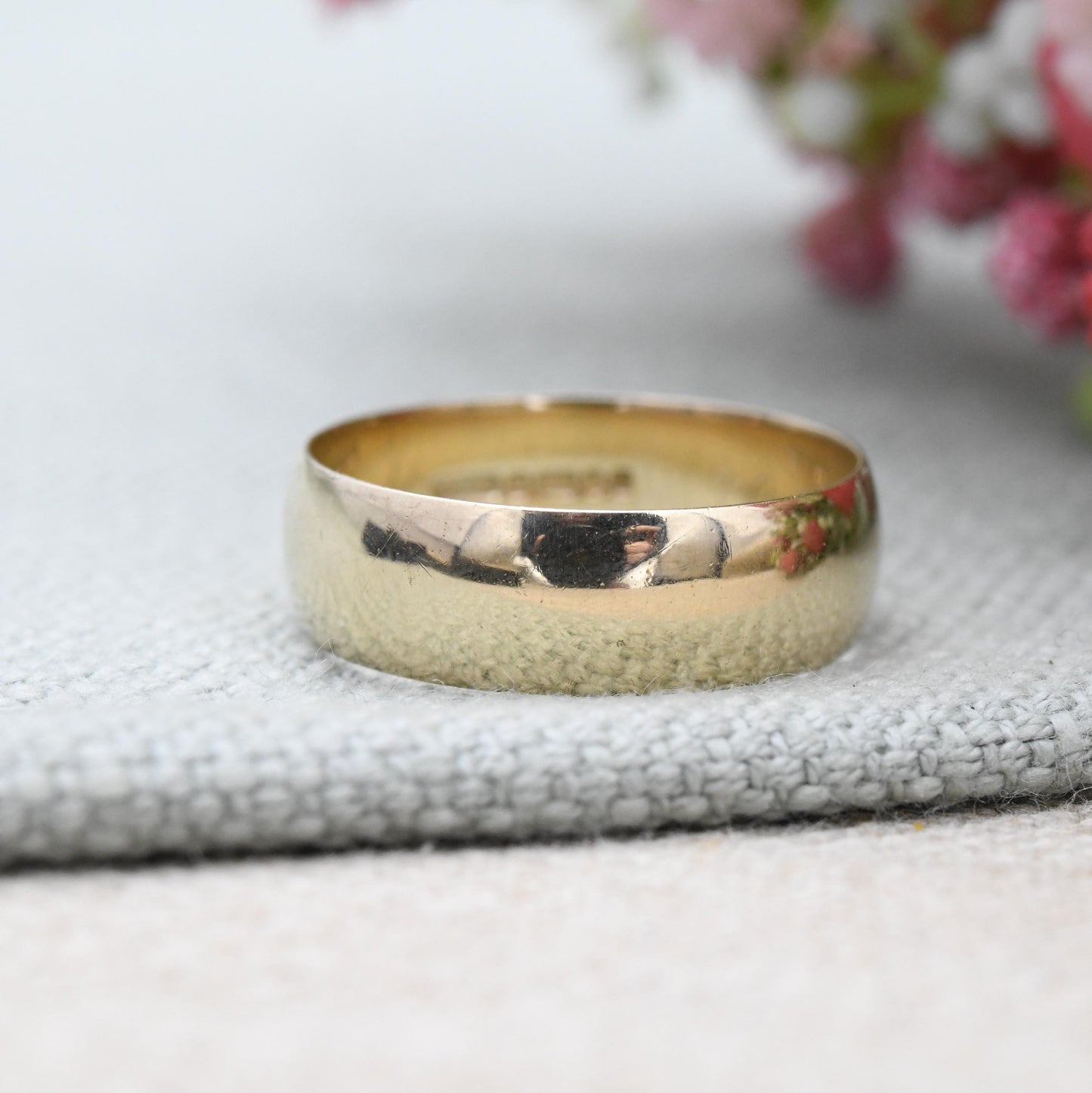 Vintage Solid 9ct Gold Band Ring 1997 - Unisex Minimal Jewellery Solid Yellow Gold Wedding Band Wide Band | UK Size - U | US Size - 10