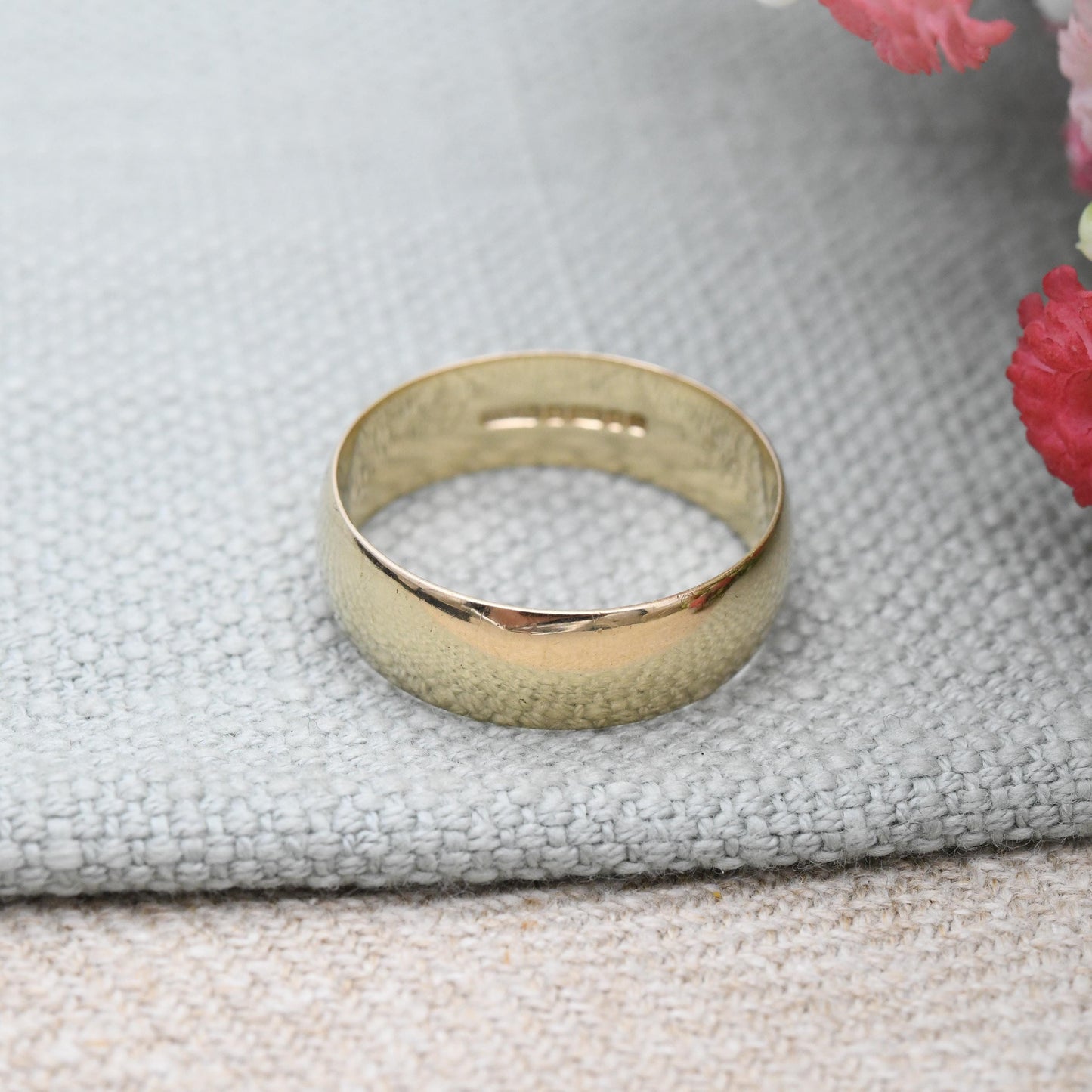 Vintage Solid 9ct Gold Band Ring 1997 - Unisex Minimal Jewellery Solid Yellow Gold Wedding Band Wide Band | UK Size - U | US Size - 10