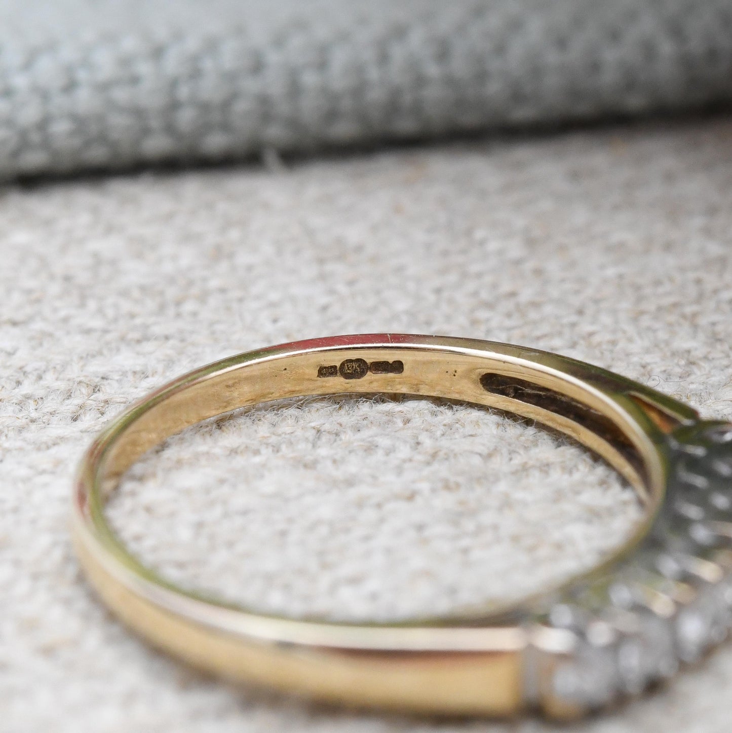 Vintage 9ct Gold Diamond Ring 25 Points .25 Carats - Half Eternity Engagement Wedding Band Stacking Ring | UK Size - L | US Size - 5 3/4