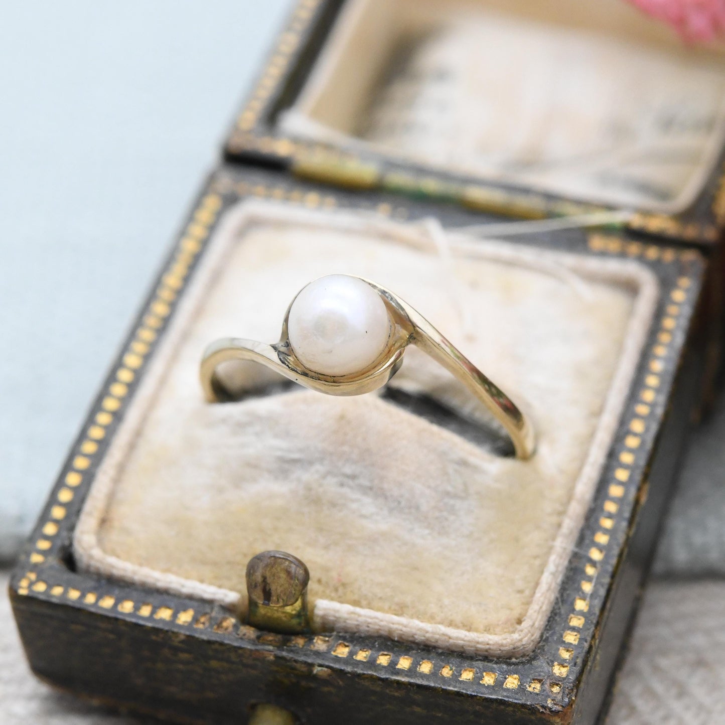 Vintage 9ct Gold Pearl Solitaire Ring 1991 - Statement White Stone | Stylish Real Pearl Jewellery Gift for Her | UK Size - O | US Size - 7