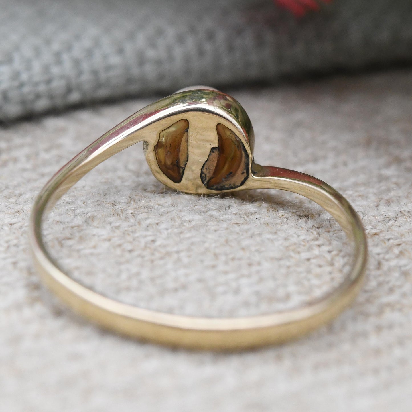 Vintage 9ct Gold Pearl Solitaire Ring 1991 - Statement White Stone | Stylish Real Pearl Jewellery Gift for Her | UK Size - O | US Size - 7