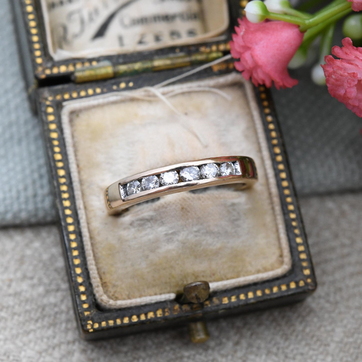 18ct Gold Diamond Half Eternity Ring 1/3 Carat 33 Points - Flush Channel Engagement Band Stacking Ring | UK Size - L | US Size - 5 3/4