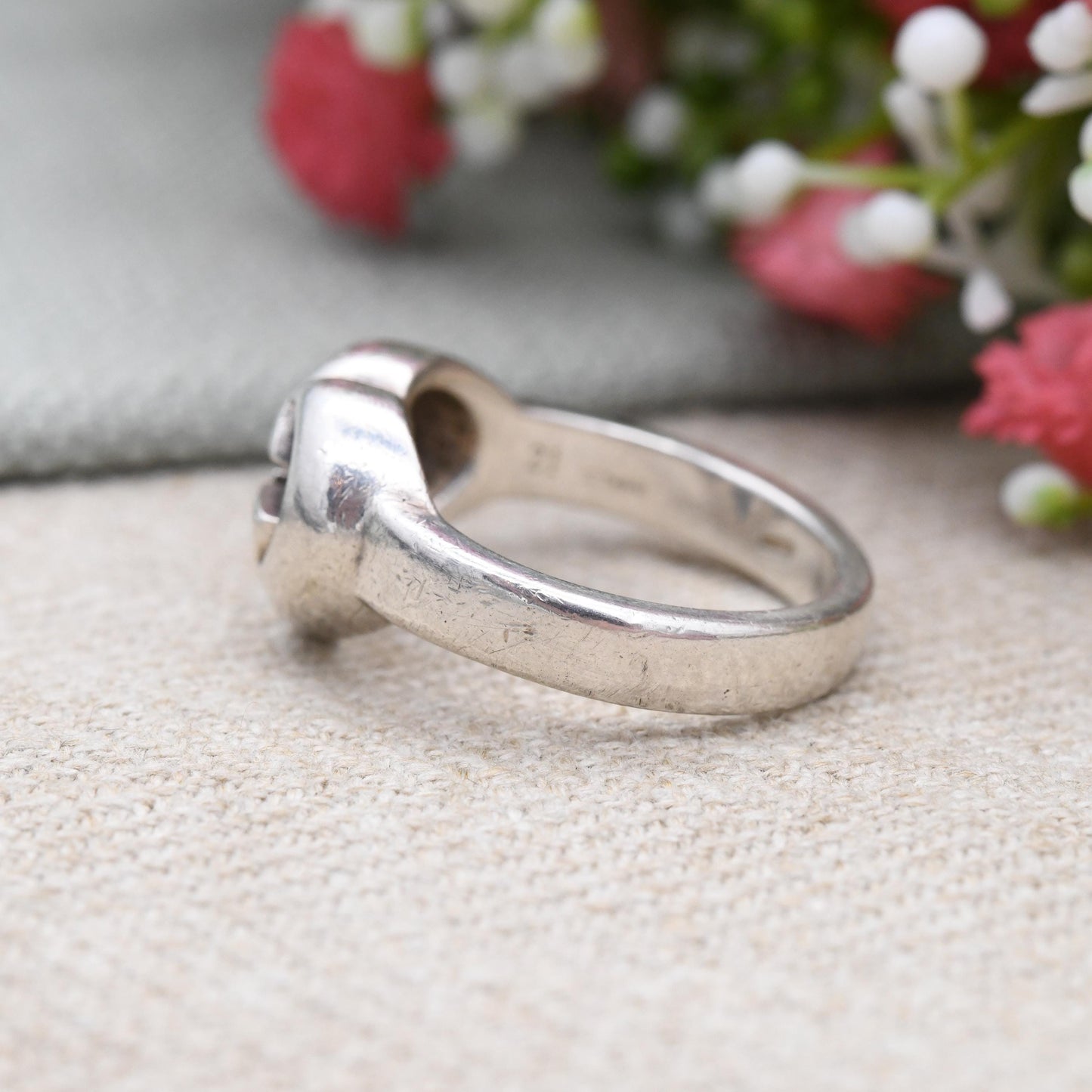 Gucci Love Heart Interlocking G Ring Sterling Silver - Signed Designer Chunky Heart Signet Ring Running Ring | UK Size - T | US Size - 9 1/2