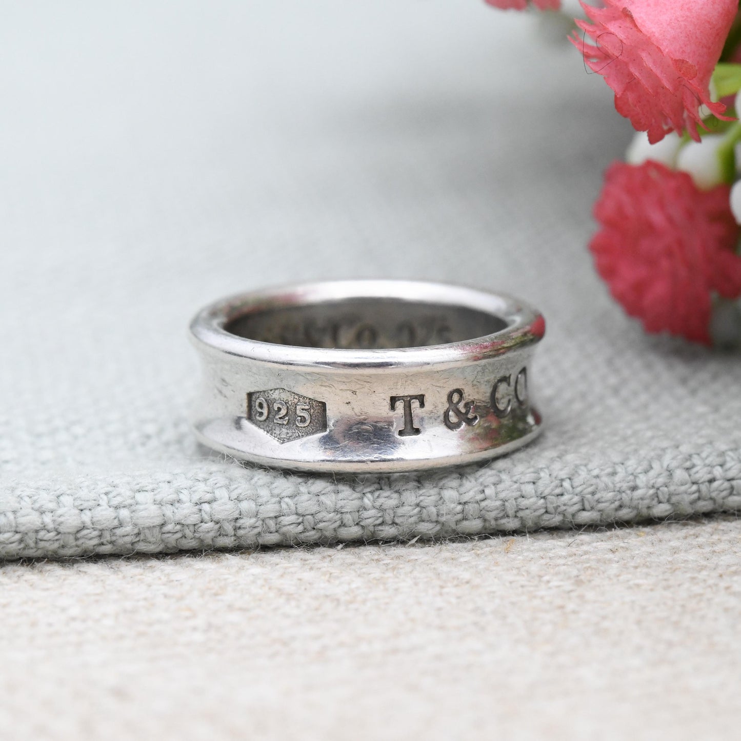 Vintage Tiffany 1837 Sterling Silver Ring T & Co 1997 - Designer Date Band Ring | Everyday Silver Jewellery | UK Size - K | US Size - 5 1/4