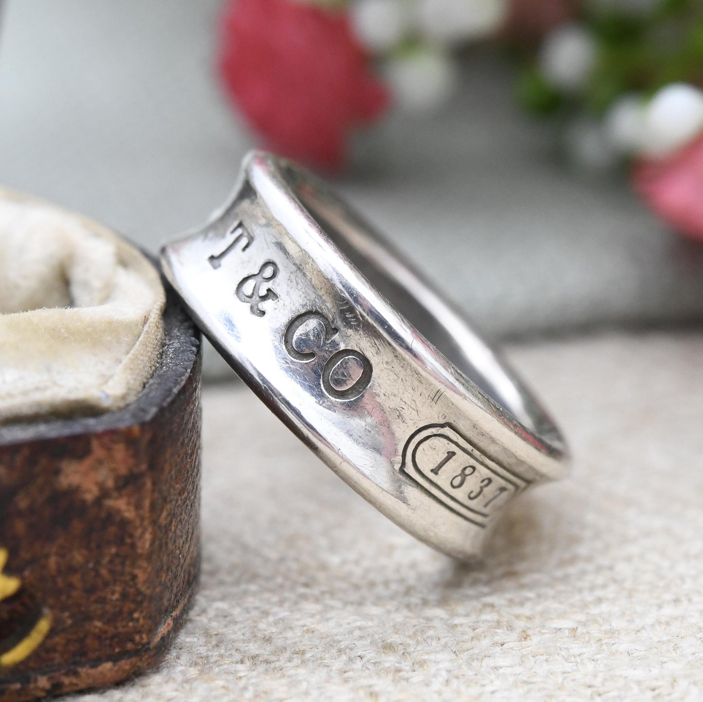 Vintage Tiffany 1837 Sterling Silver Ring T & Co 1997 - Designer Date Band Ring | Everyday Silver Jewellery | UK Size - K | US Size - 5 1/4