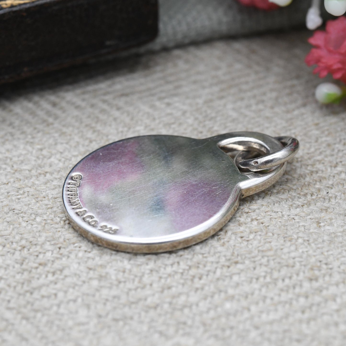 Please Return to Tiffany & Co Sterling Silver Round Tag Pendant - Signed Genuine Designer Jewellery Christmas Gift | Necklace Charm