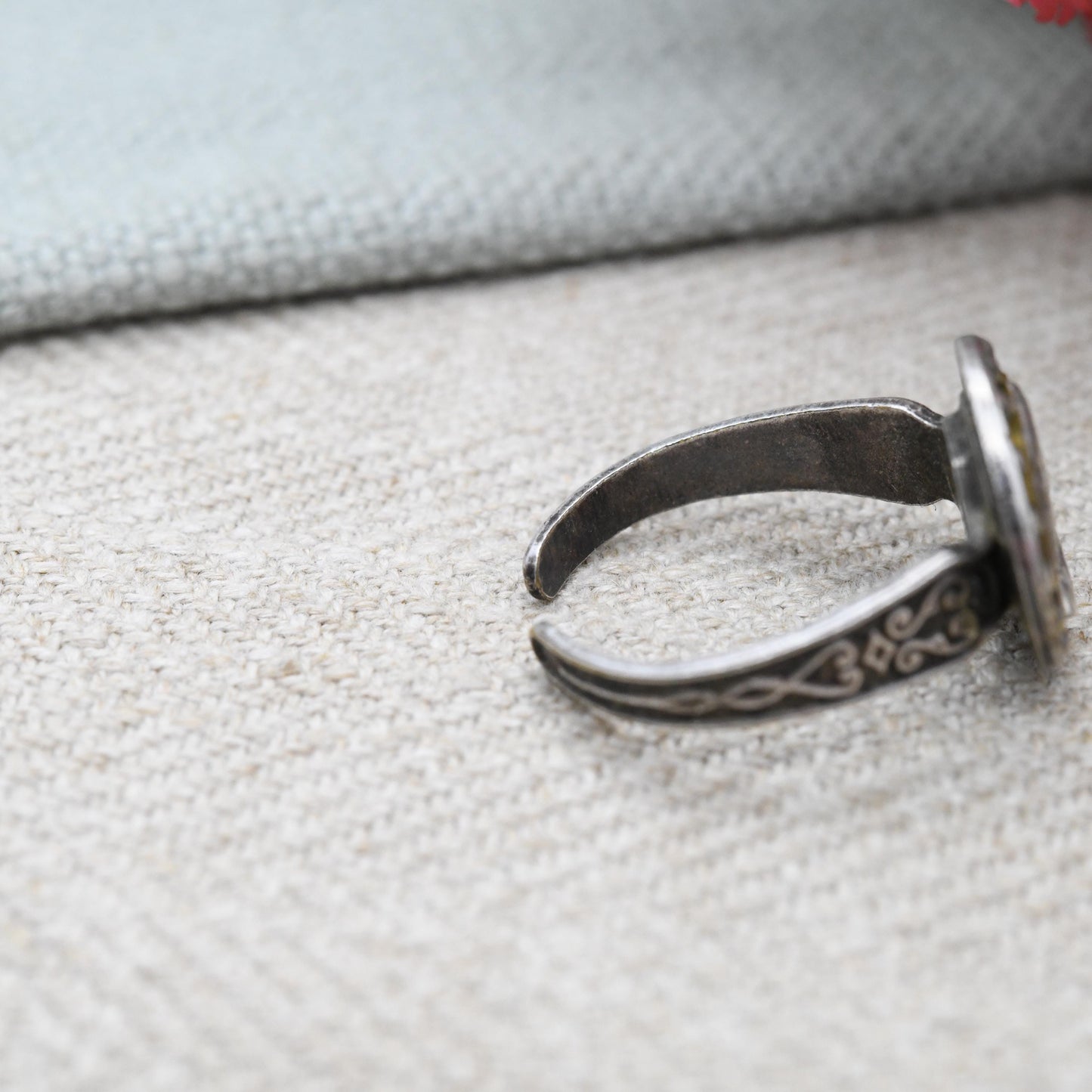 Vintage French Joan of Arc Ring c. 1950s - Patron Saint of France Halo Bust Portrait | Adjustable Band Ring | UK Size - L 1/2 | US Size - 6