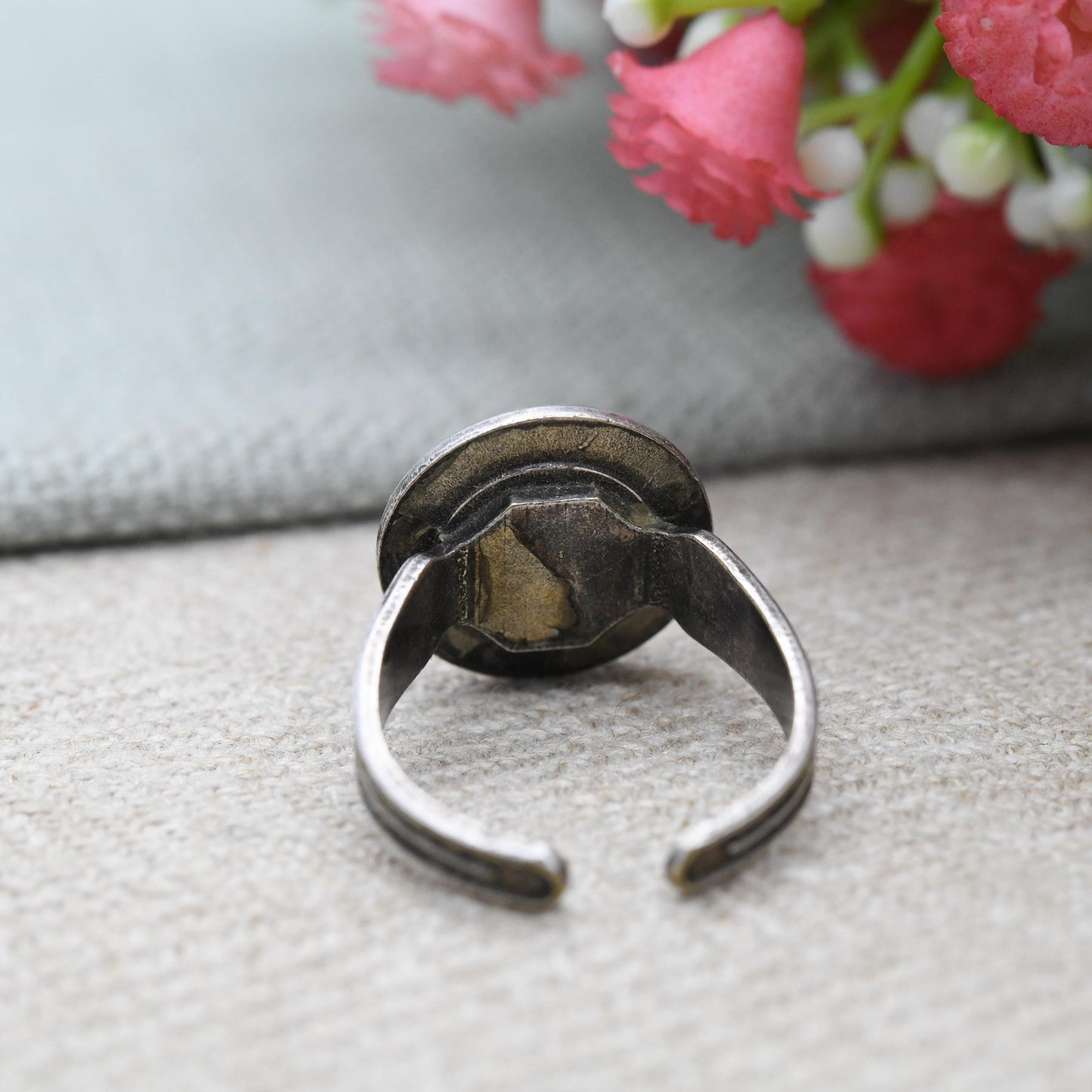 Vintage French Joan of Arc Ring c. 1950s - Patron Saint of France Halo Bust Portrait | Adjustable Band Ring | UK Size - L 1/2 | US Size - 6