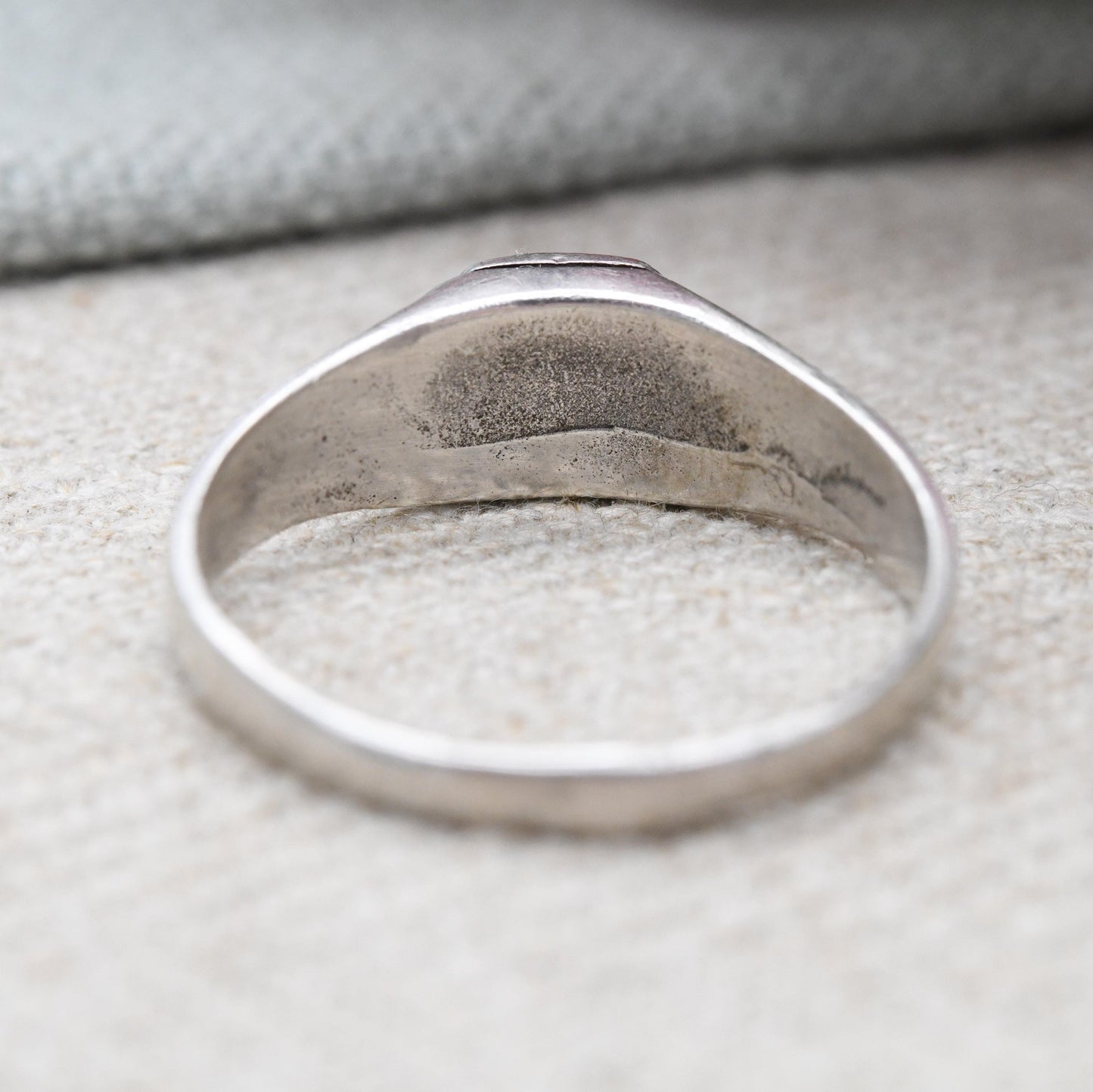 Vintage Silver Aries Signet Ring - Mid-Century Star Sign Ram Zodiac Jewellery March April Birthday Gift | UK Size - V 1/2 | US Size - 10 3/4