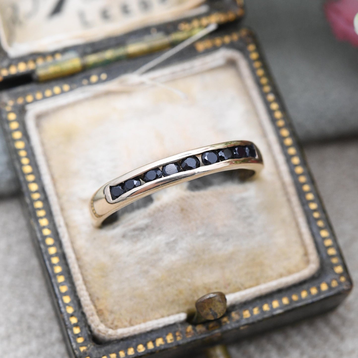 Vintage 9ct Gold Sapphire Half Eternity Ring Channel Set - Blue Gemstone Stacking Ring Anniversary Gift | UK Size - O 1/2 US Size - 7 1/2