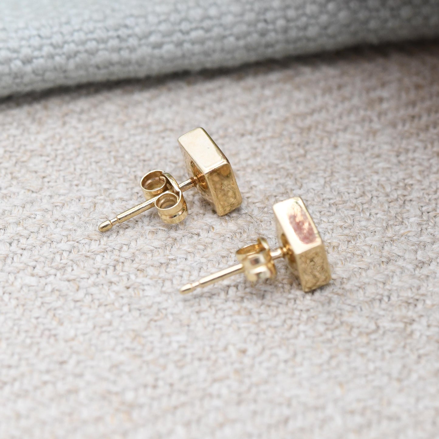 Vintage 9ct Gold Square Stud Earrings - Cube Shape Small Studs | Solid Gold Jewellery Gift for Her Unisex Style | with Butterfly Backs