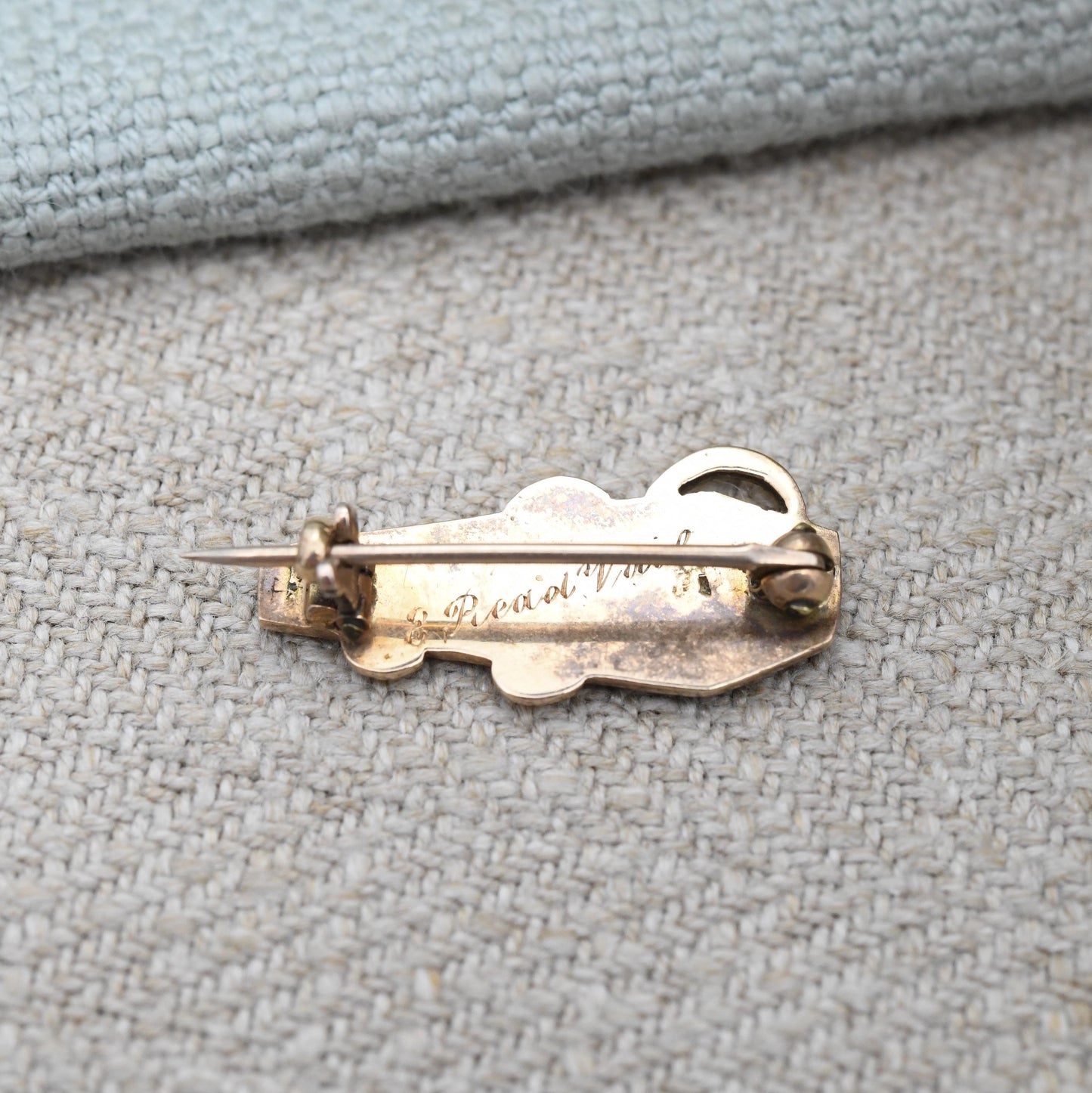 Antique Memento Mori 15ct Gold Brooch Coffin and Snake Symbols Black Enamel KMT - Georgian Mourning Jewellery French Engraving | Lock Clasp