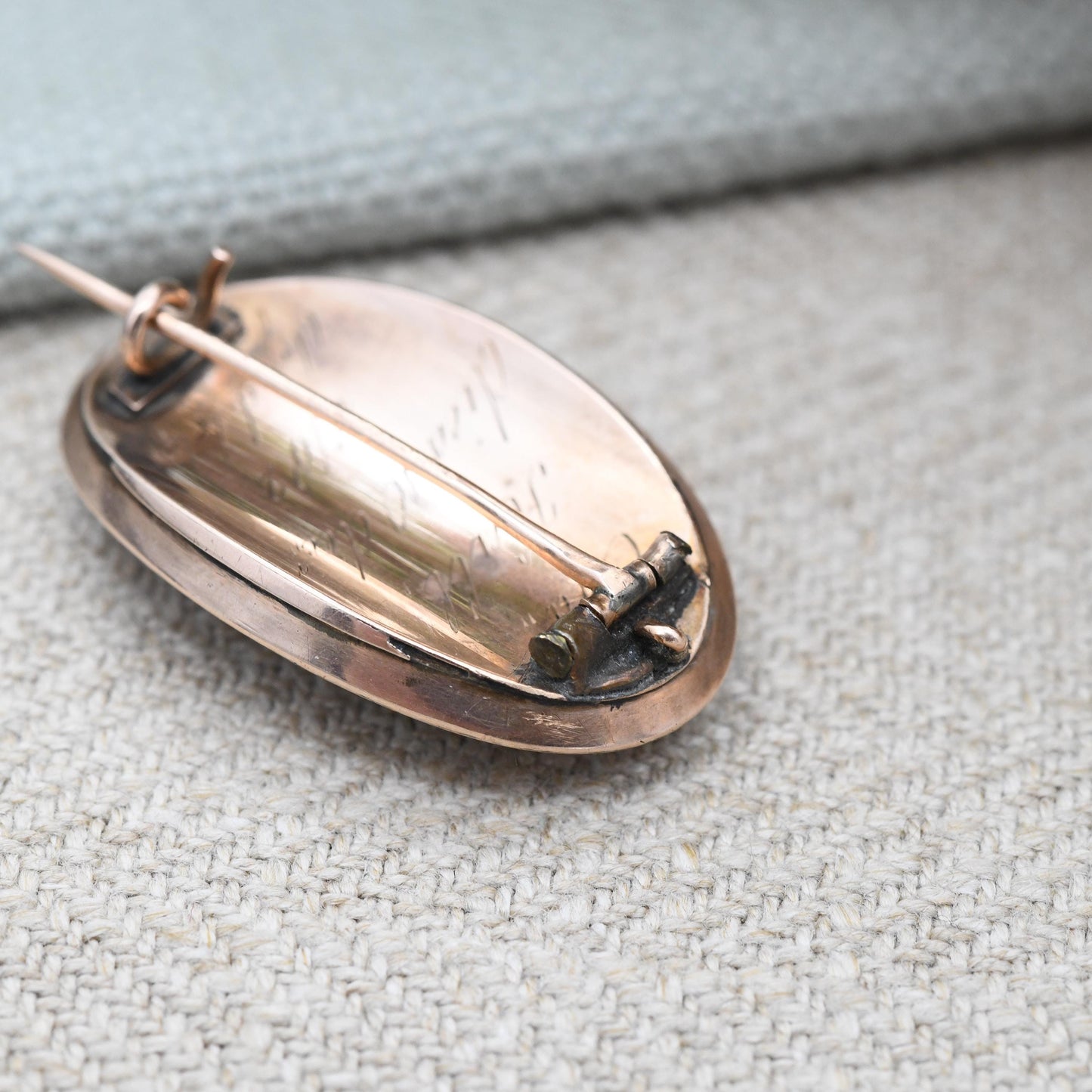 Antique Mourning Hair Brooch 12ct Gold Georgian Era 1782 Letter M - Hand Engraved Name Cha. Hall and Date 10 December | Hairwork Jewellery