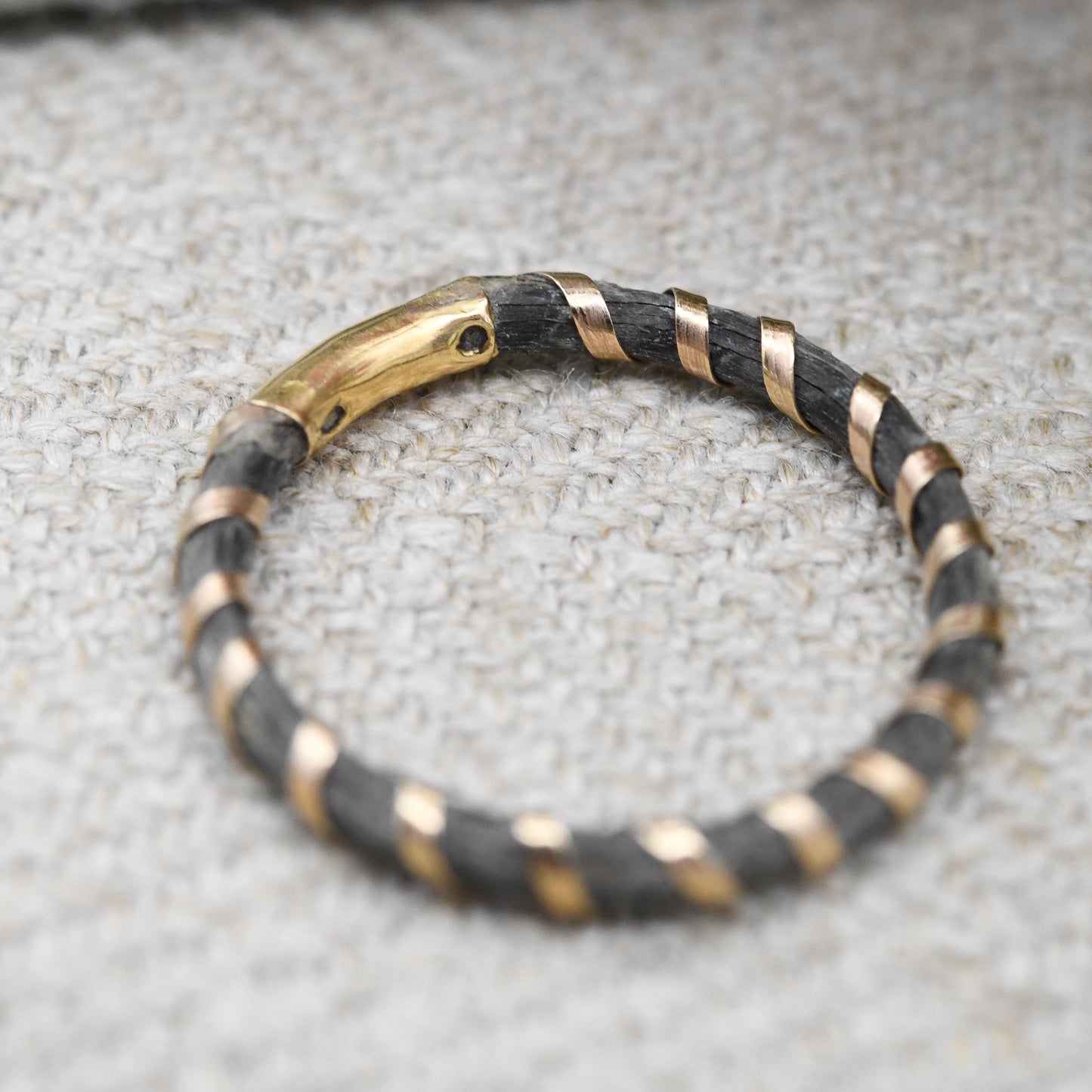 Antique Victorian Elephant Hair Ring 18ct Rose Gold Spiral Band - Gold Wrapped Elephant Tail Jewellery | UK Size - L | US Size - 5 3/4