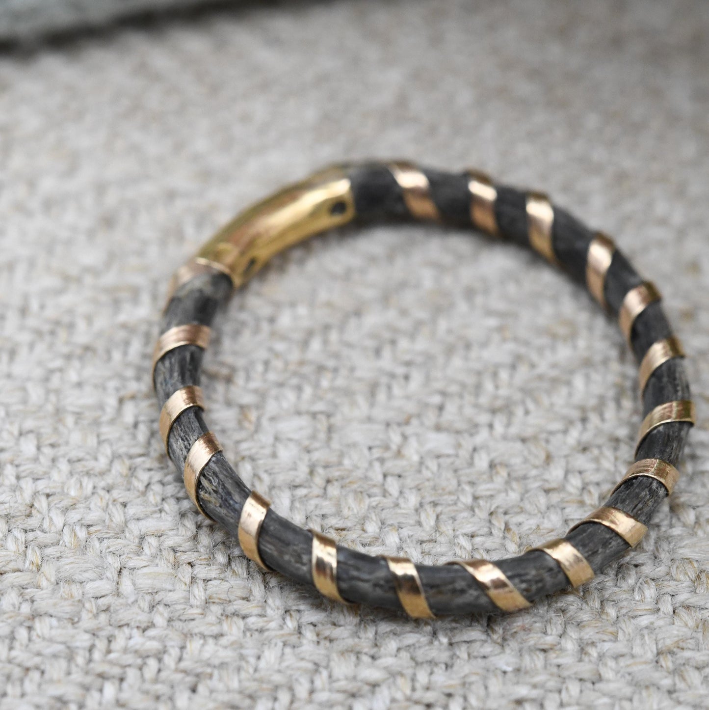Antique Victorian Elephant Hair Ring 18ct Rose Gold Spiral Band - Gold Wrapped Elephant Tail Jewellery | UK Size - L | US Size - 5 3/4