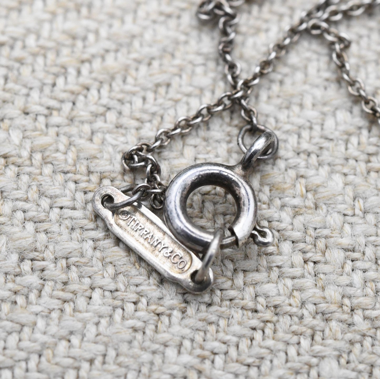 Tiffany & Co Elsa Peretti Open Heart Pendant Necklace Sterling Silver - Medium Size 16mm | Genuine Signed Designer Jewellery Trace Chain 16"