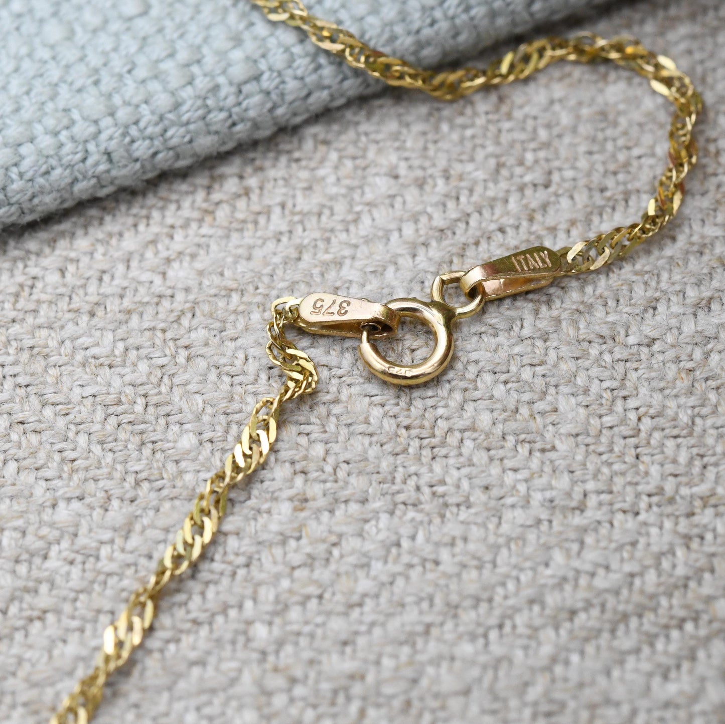 Vintage 9ct Gold Prince of Wales Chain Necklace Made in Italy - Unisex 9K Solid Yellow Gold Chain for Necklace Stack Pendant | 45cm | 18"