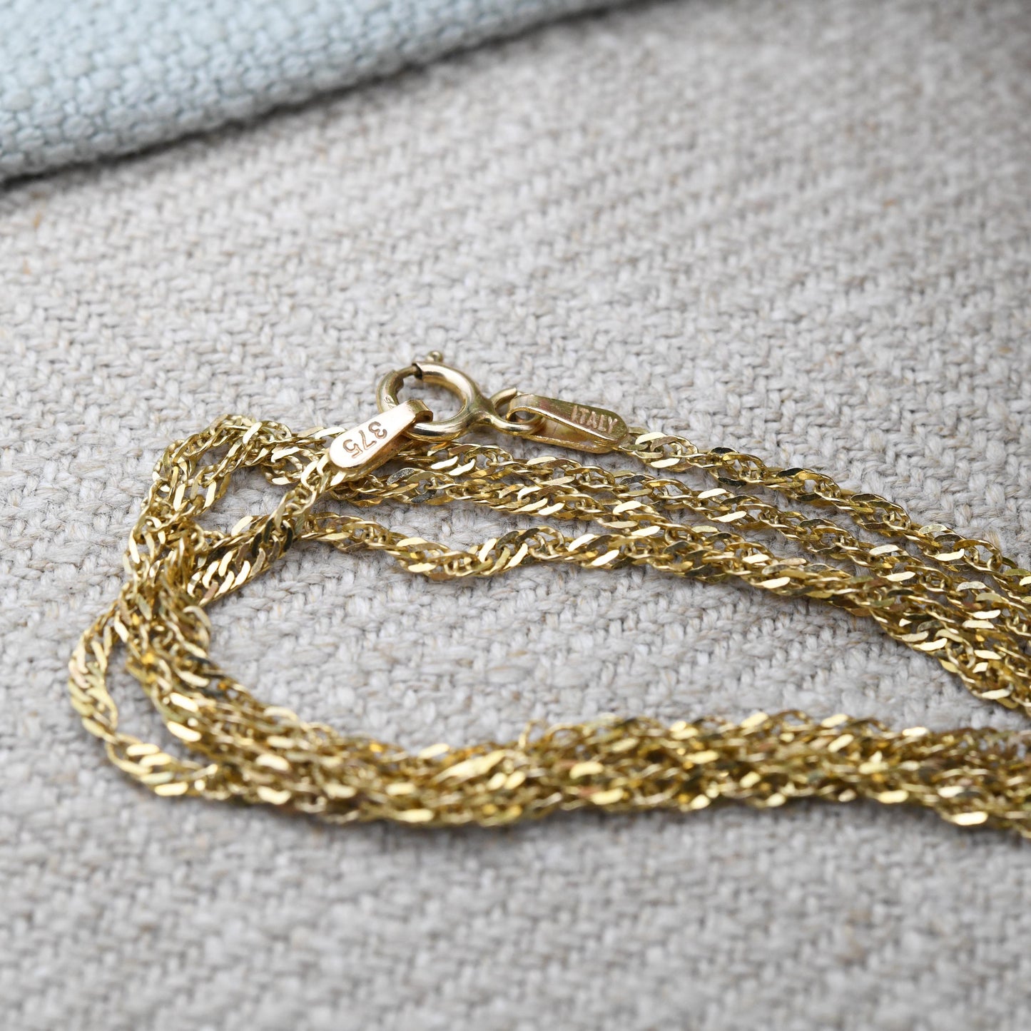 Vintage 9ct Gold Prince of Wales Chain Necklace Made in Italy - Unisex 9K Solid Yellow Gold Chain for Necklace Stack Pendant | 45cm | 18"