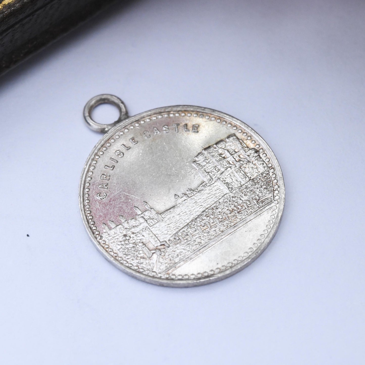Vintage Carlisle Castle Souvenir Charm Pendant - Medieval Fortress Medallion | English History Tourist | for Charm Bracelet Scrap Book