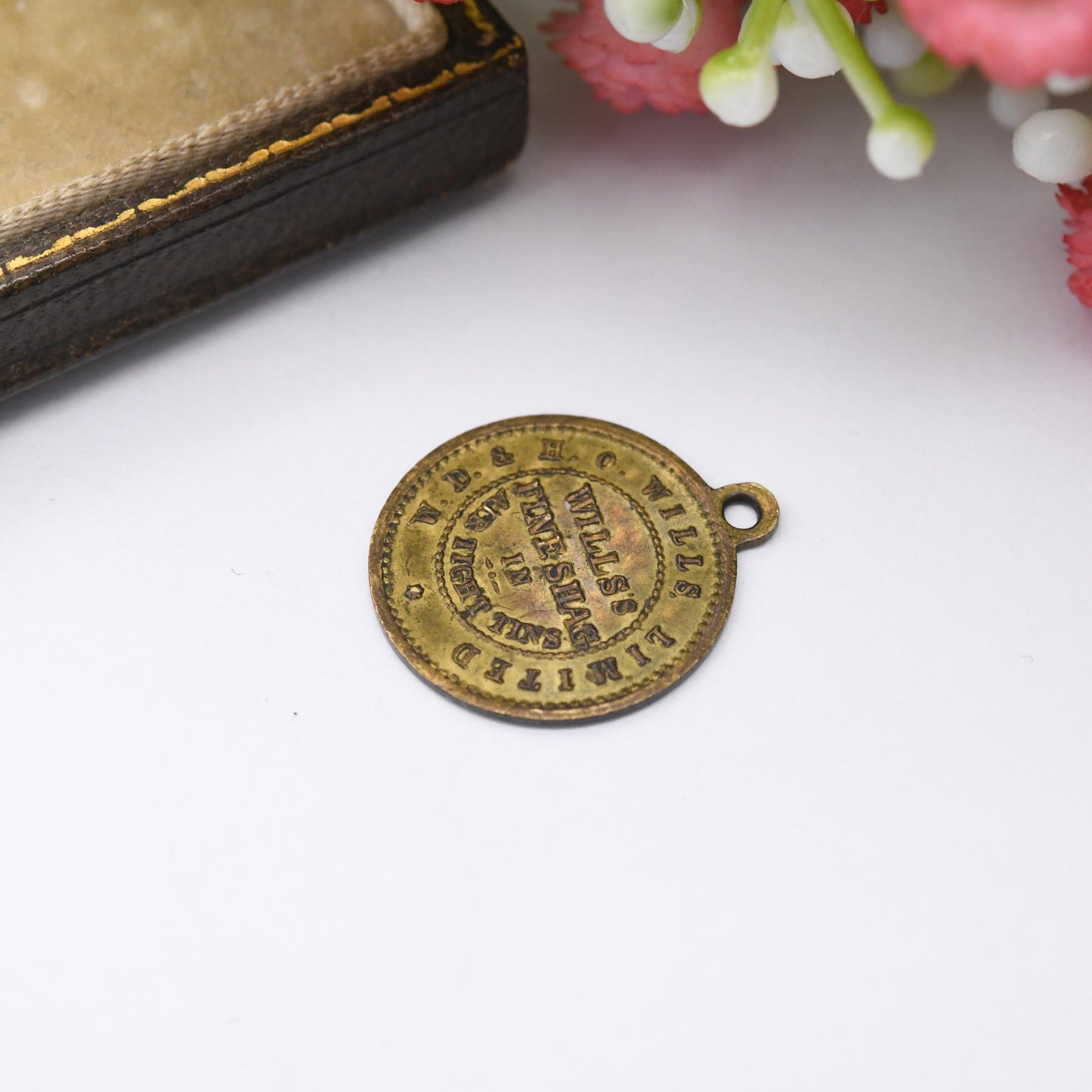 Antique Lord Kitchener of Khartoum Charm Pendant Advertising Medal Wills Fine Shag Tobacco Miniature Token c. 1914 WWI Military Collectable