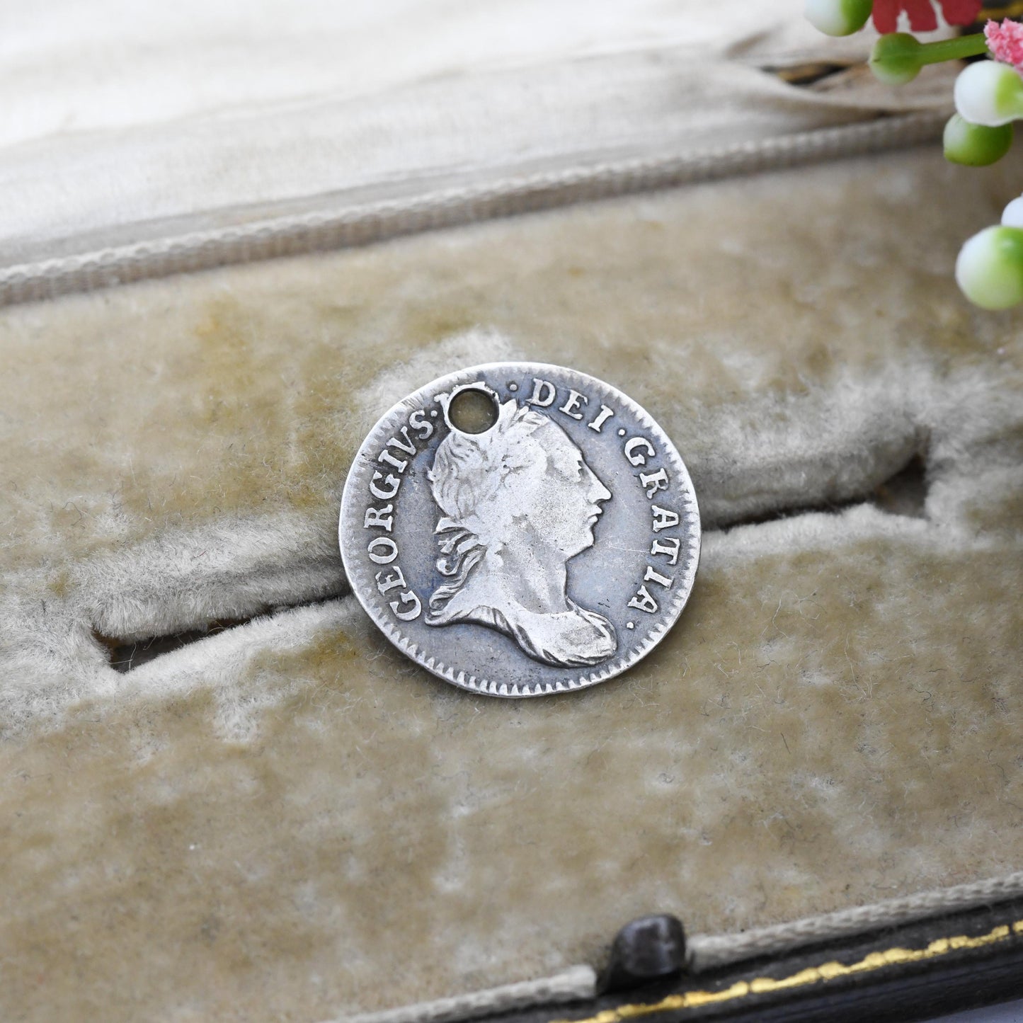 1762 George III Threepence Coin Pendant Antique Sterling Silver - Solid Silver Coin Jewellery | Lucky Thrupence Gift