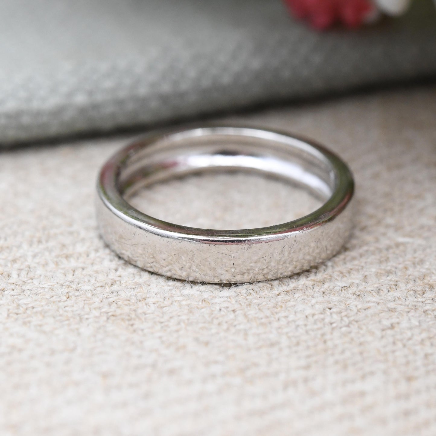 Sterling Silver Band Ring - Minimalist Stacking Wedding Band Ring Middle Finger Ring | Rounded Edge Band | UK Size - N 1/2 | US Size - 7